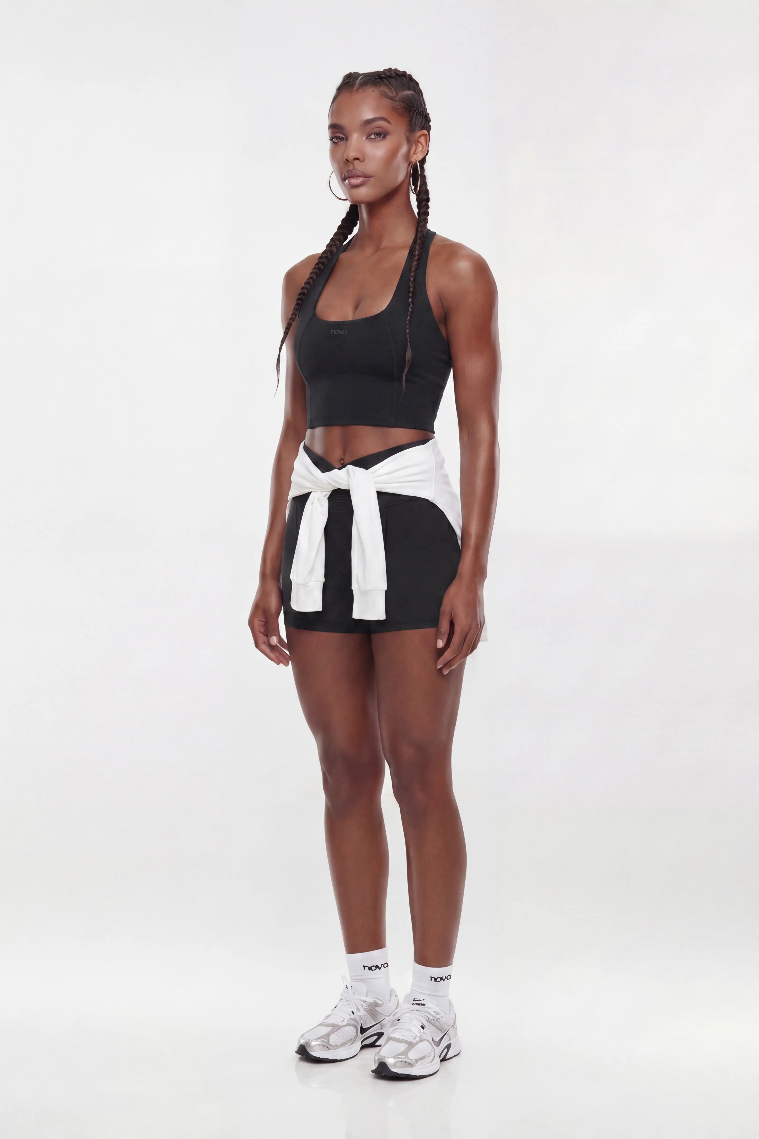 CloudForm™ Scoop Neck Active Halter Top - Black
