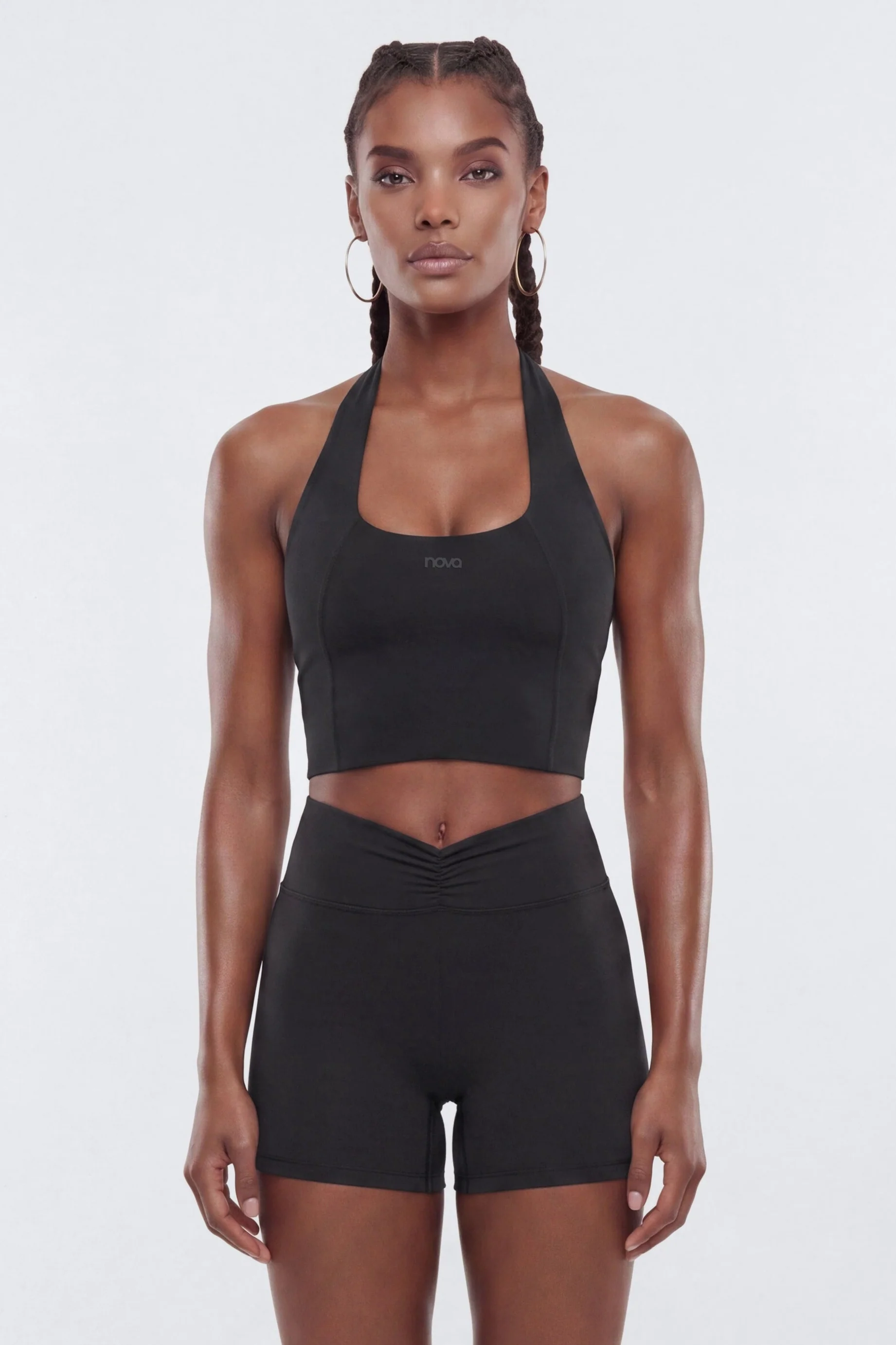 CloudForm™ Scoop Neck Active Halter Top - Black - Image 2