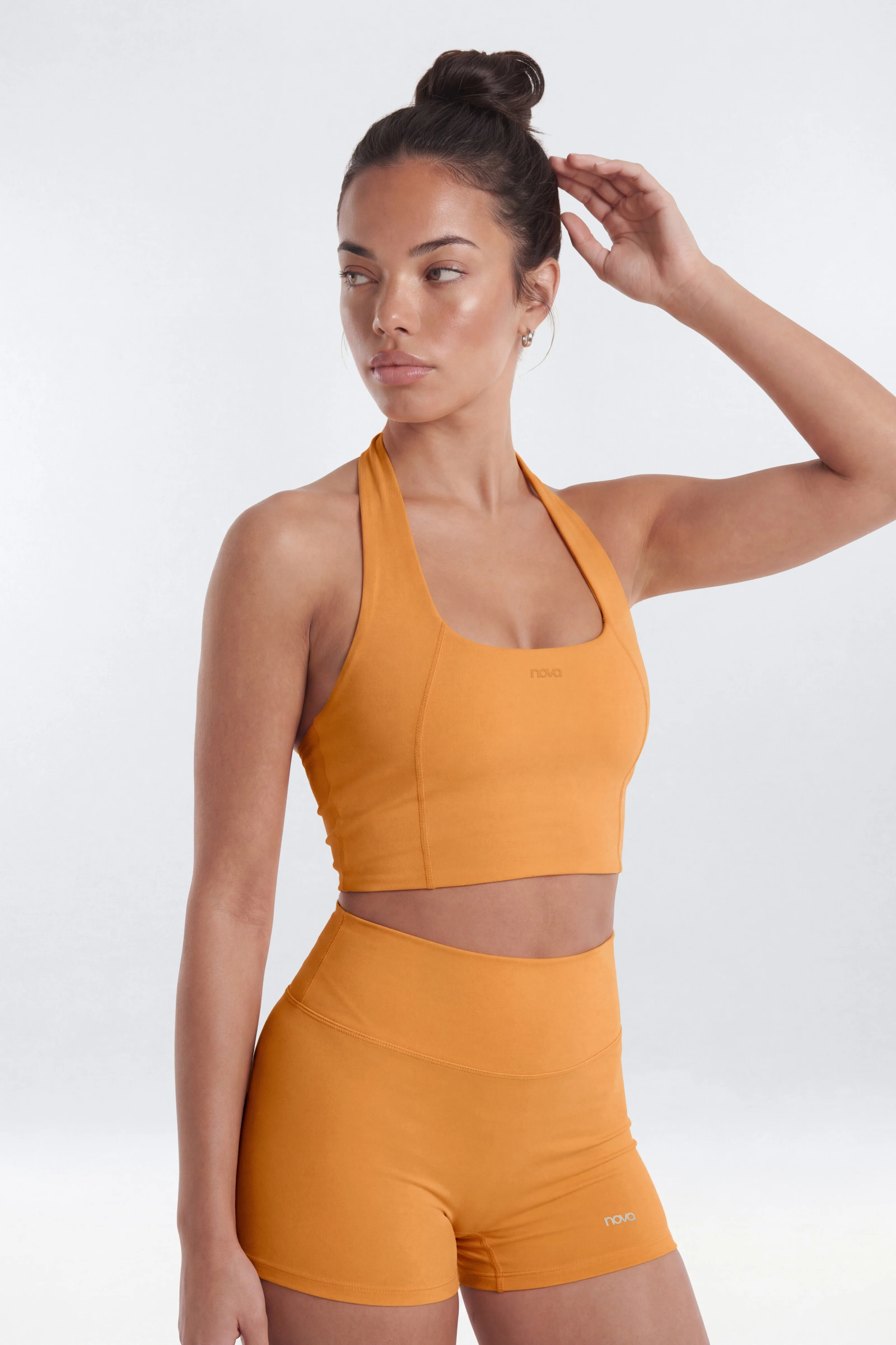 CloudForm™ Scoop Neck Active Halter Top - Tangerine - Image 2