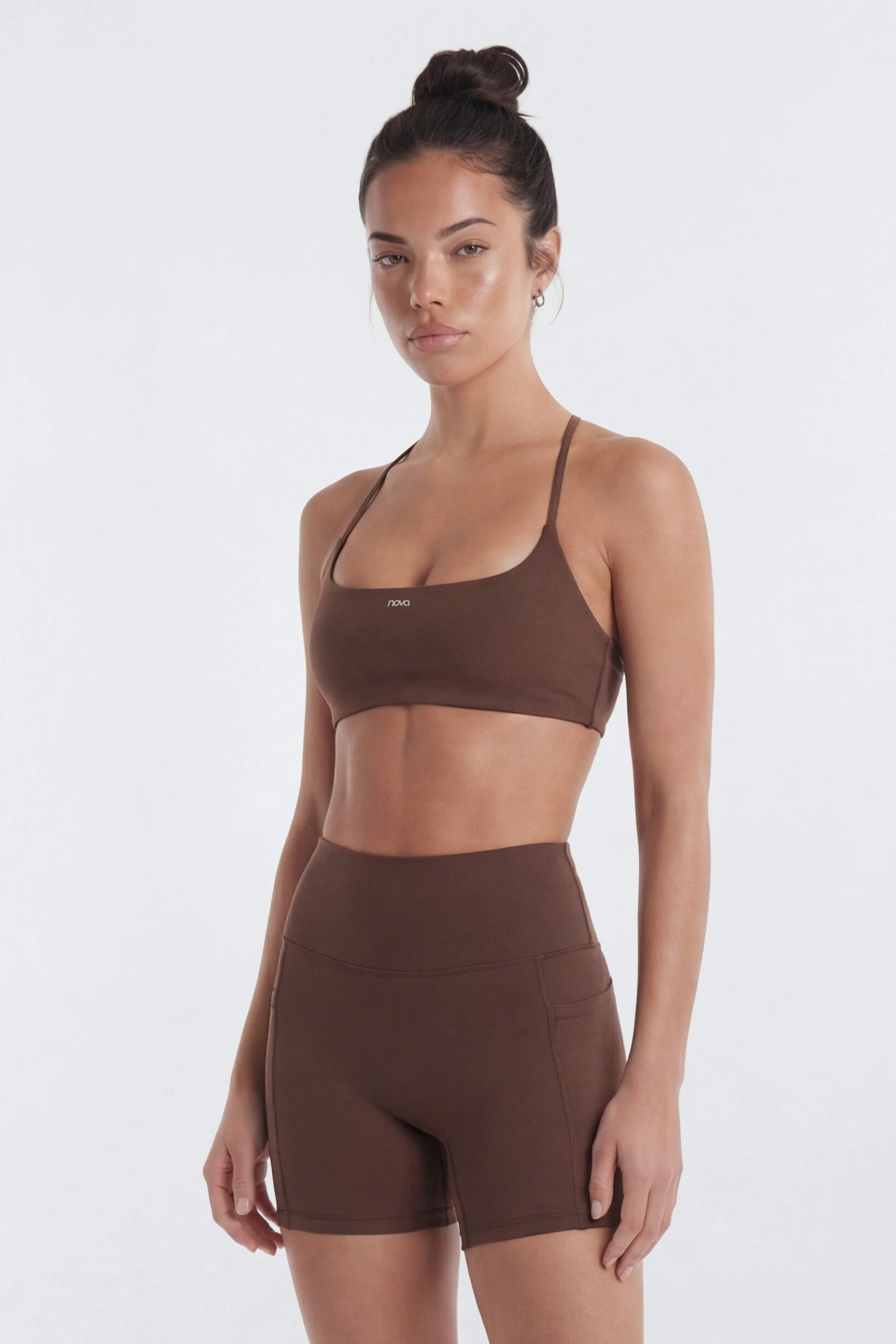 CloudForm™ Strappy Back Sports Bra - Brown - Image 4