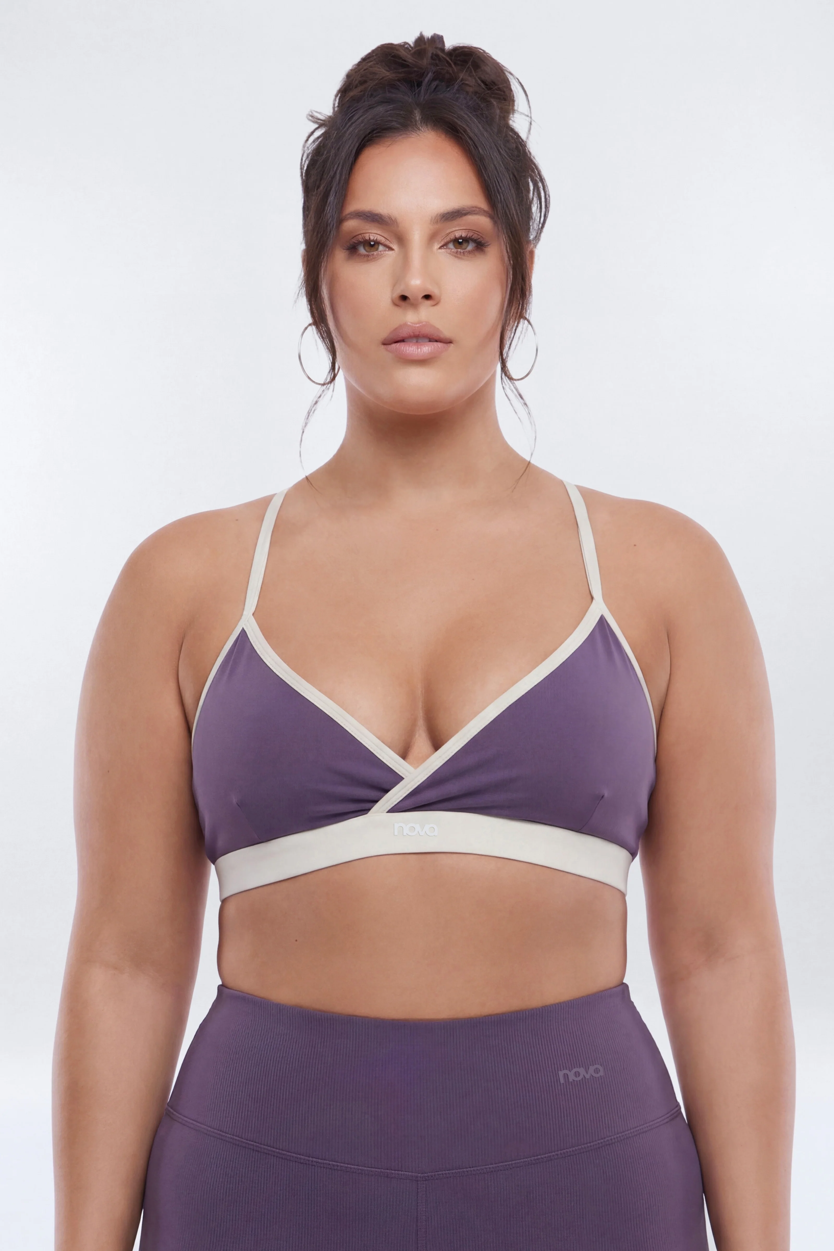 CloudForm™ V Front Contrast Sports Bra - Iris - Image 6