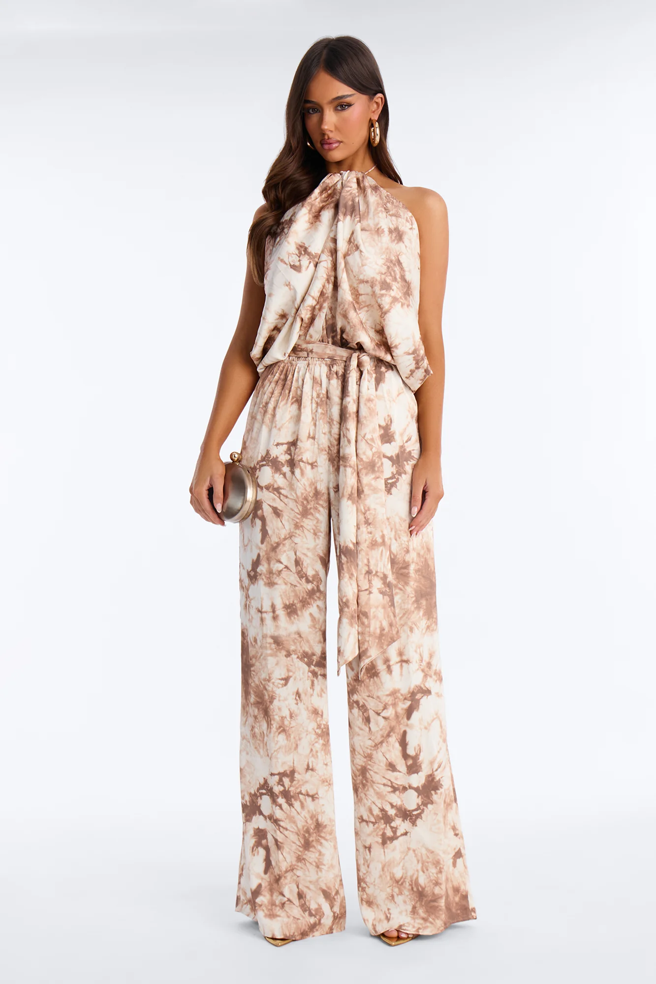 Cloudscape Satin Jumpsuit - Mocha