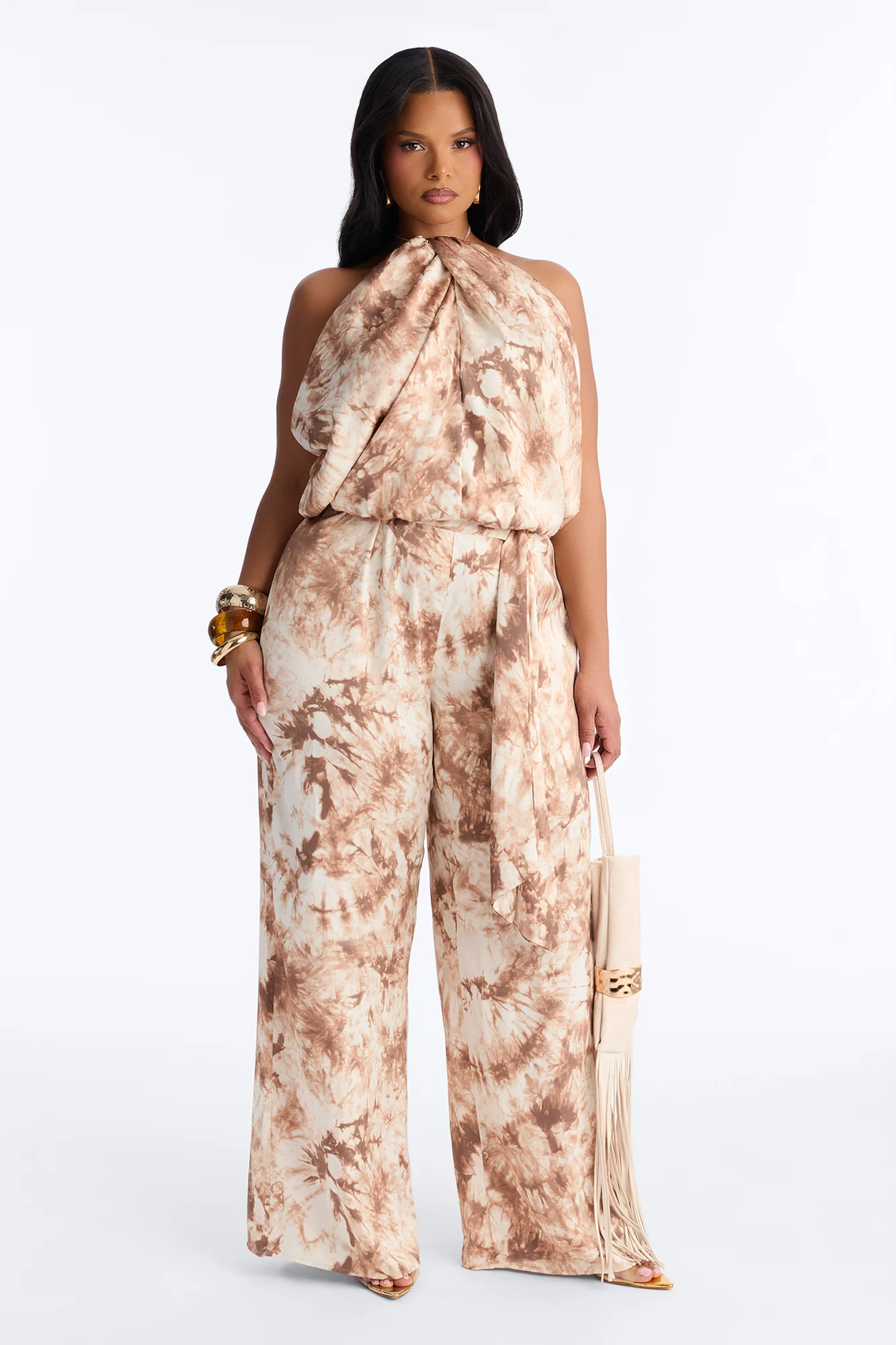 Cloudscape Satin Jumpsuit - Mocha - Image 5