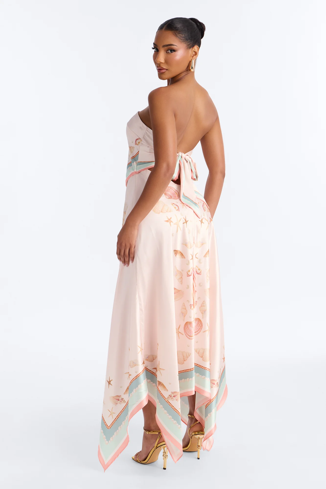 Coast Satin Maxi Dress - Peach/combo - Image 4