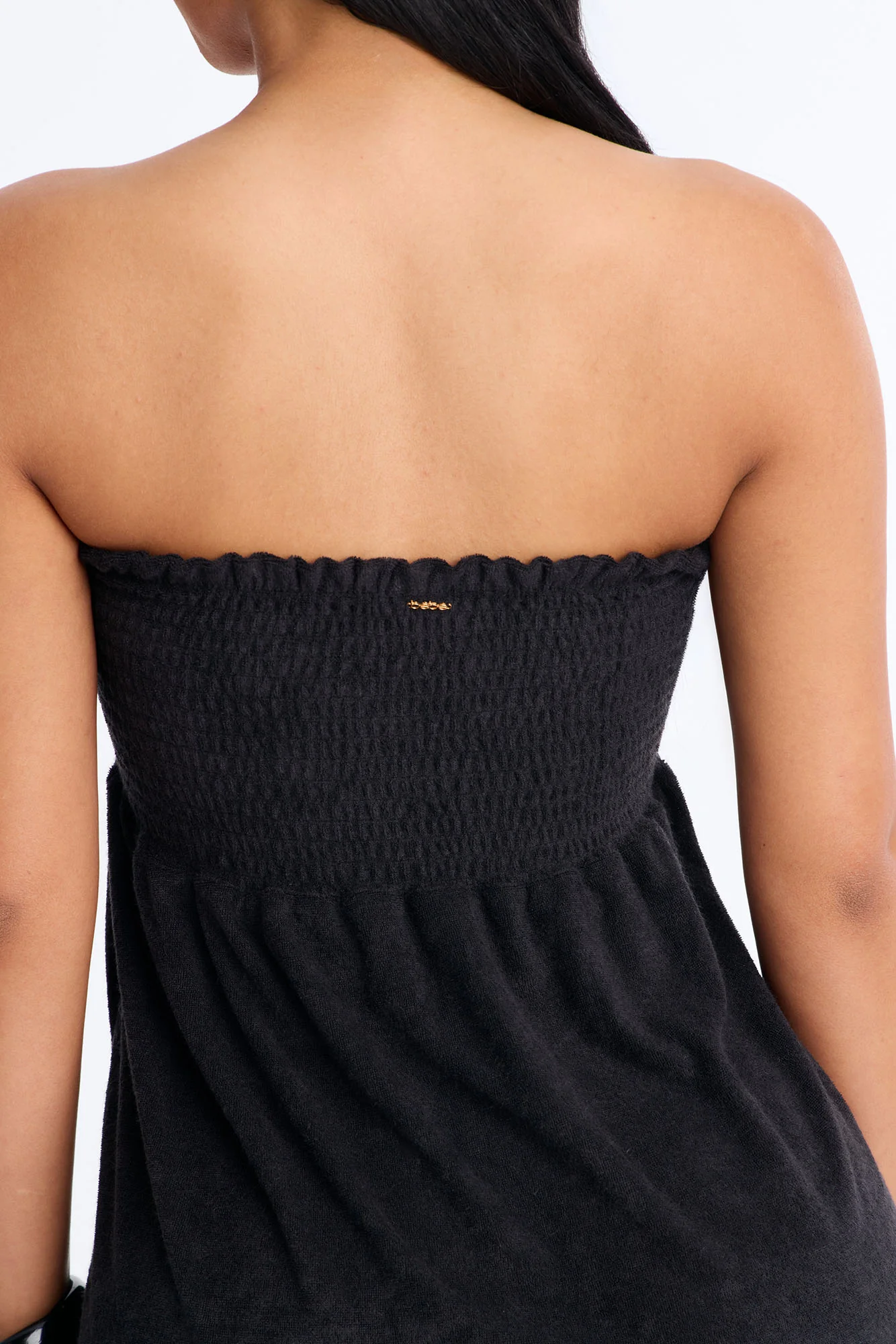 Coast To Coast Terry Cloth Smocked Tube Cover Up Dress - Black - Image 4