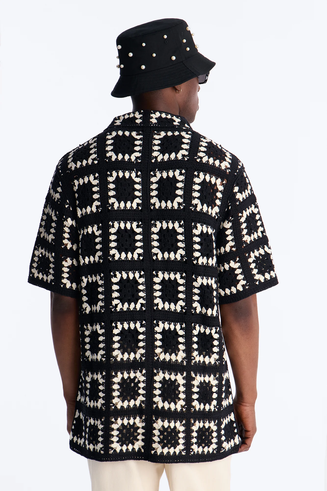Coastal Crochet Button Up Shirt - Black - Image 5