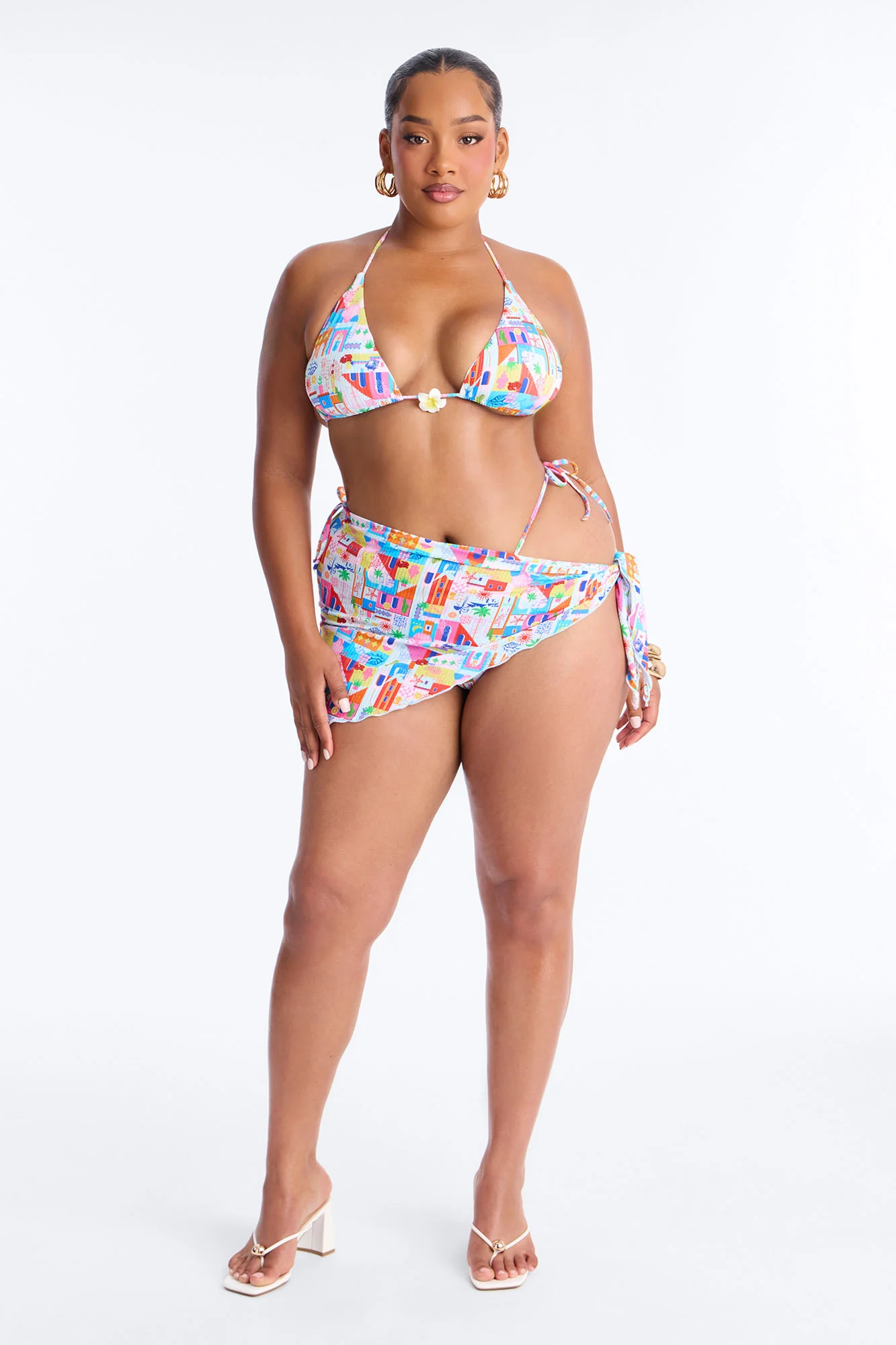Coastal Cutie 3 Piece Bikini & Sarong Set - Multi Color - Image 6