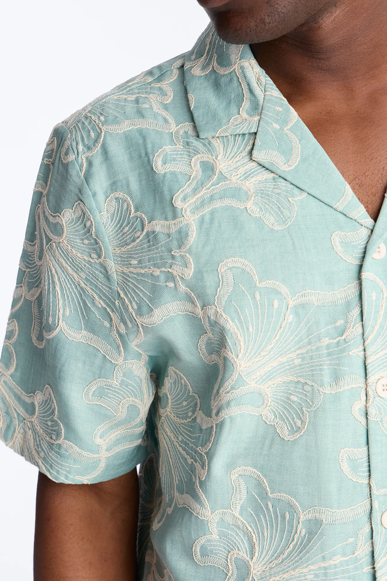 Coastal Drift Cuban Button Up Shirt - Mint - Image 3