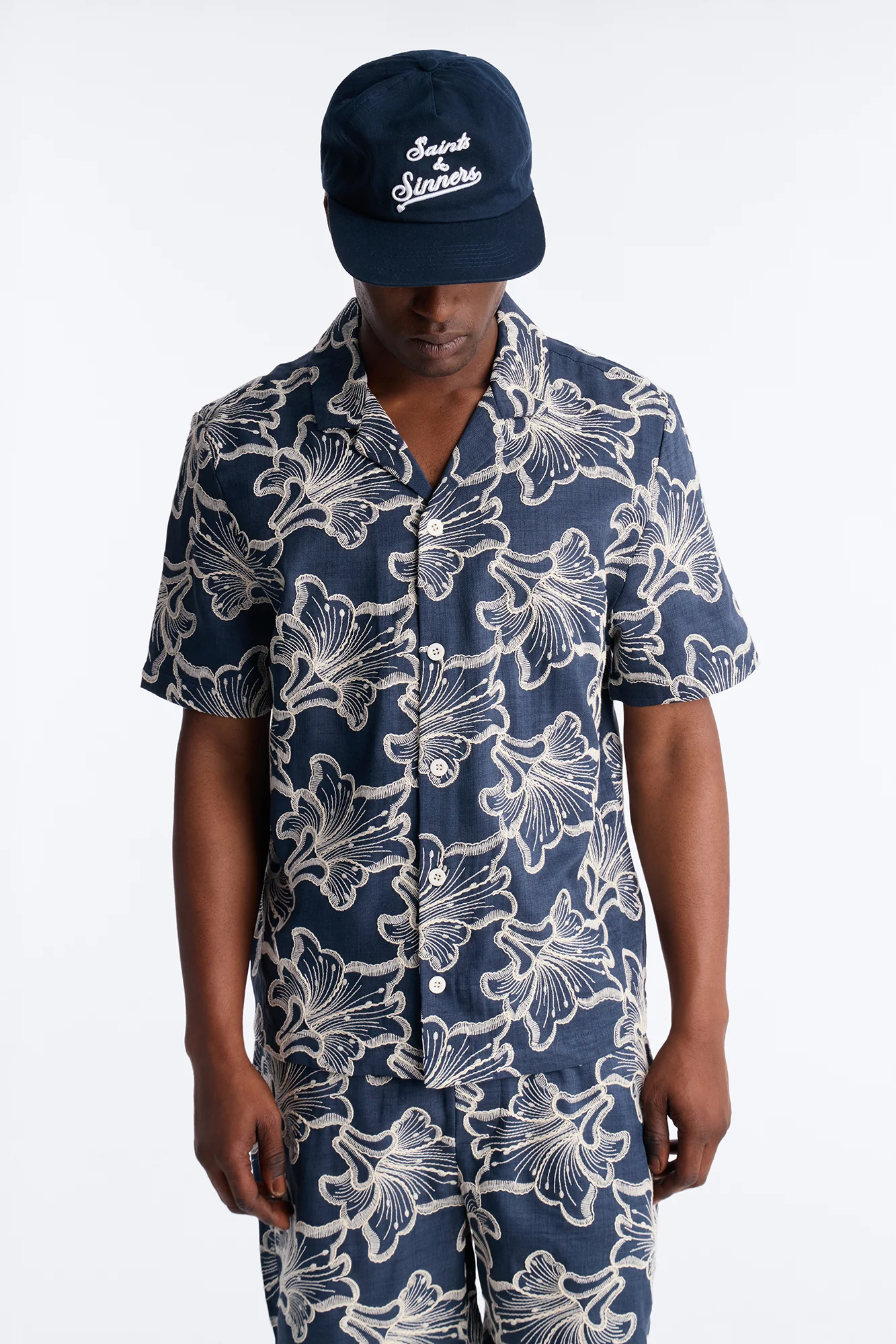 Coastal Drift Cuban Button Up Shirt - Navy - Image 3