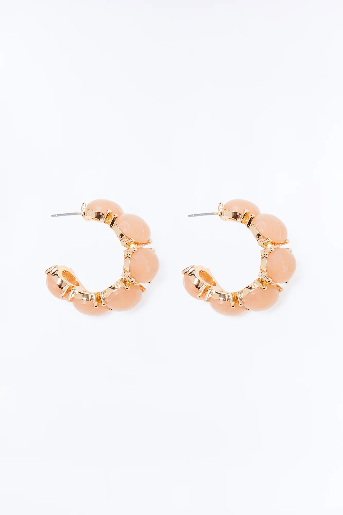Coastal Getaway Hoop Earrings - Gold/Pink - Image 3