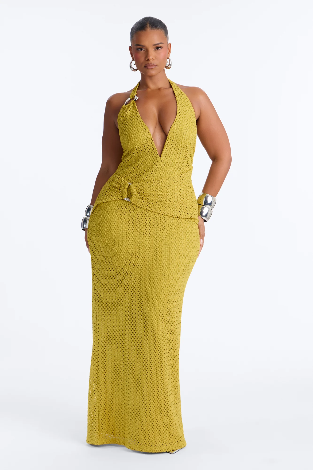 Coastal Moves Crochet Maxi Dress - Chartreuse - Image 5