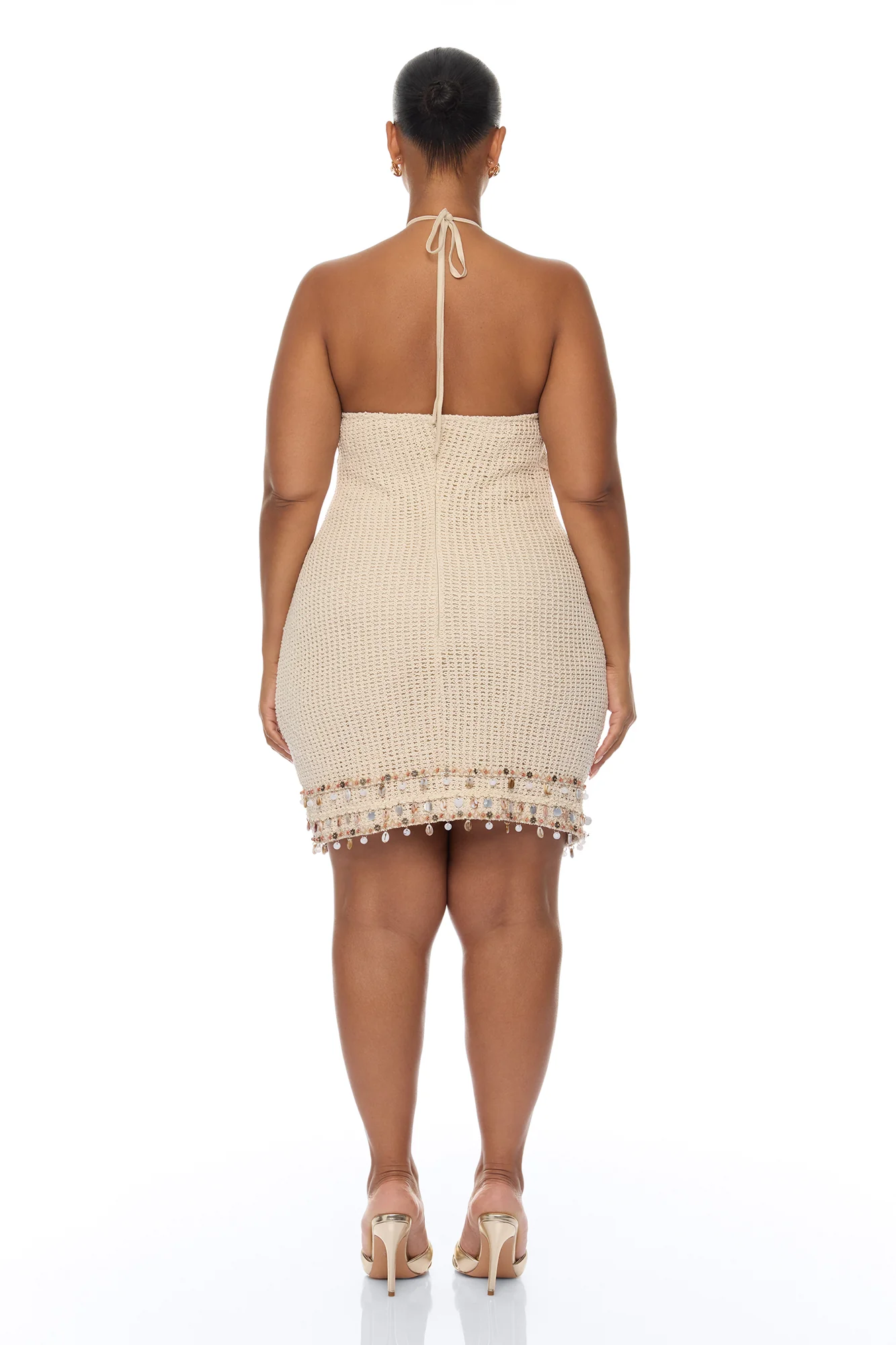 Coastal Sands Crochet Mini Dress - Sand - Image 9