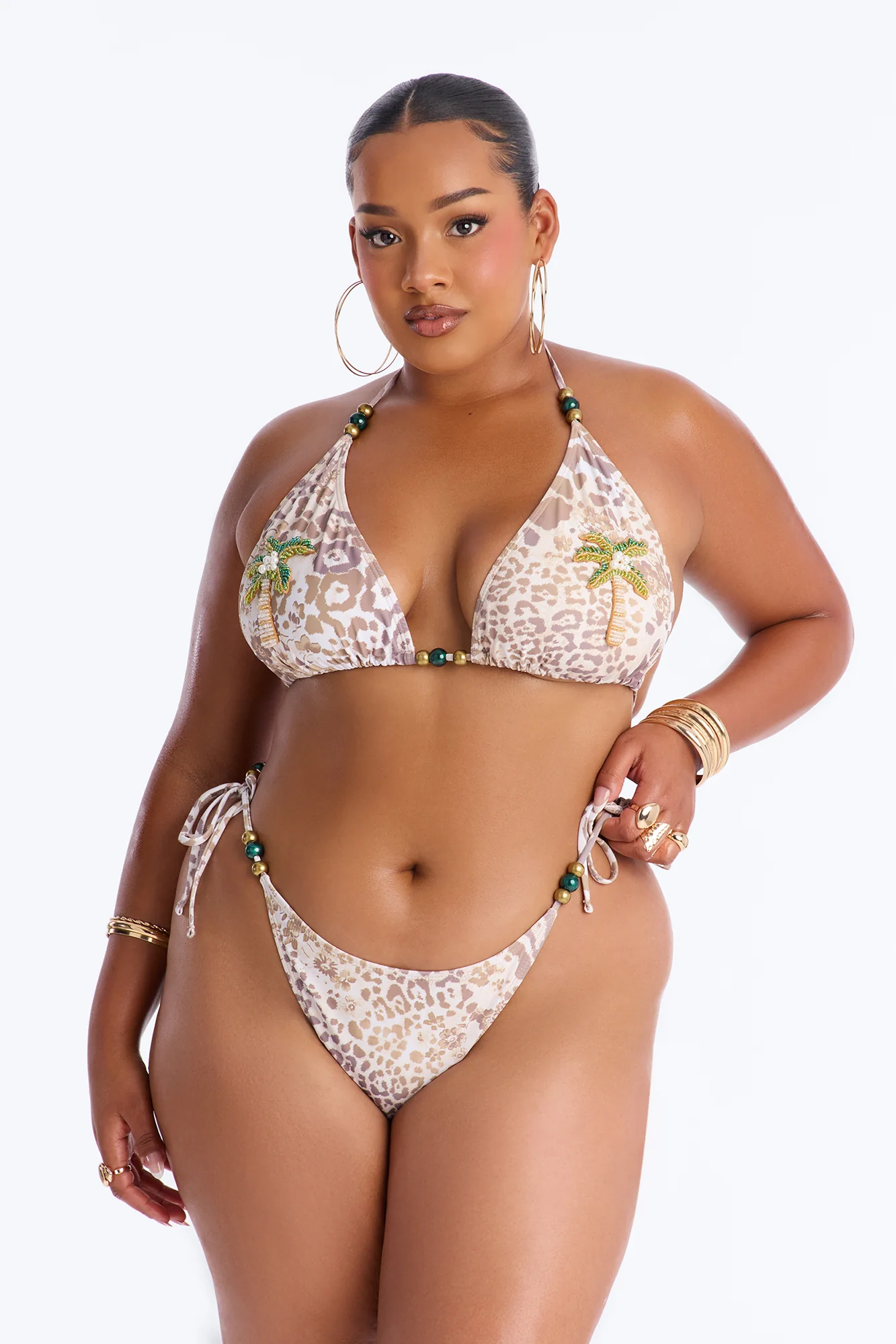 Coastal Tide Leopard Applique 2 Piece Bikini Set - White/combo - Image 4