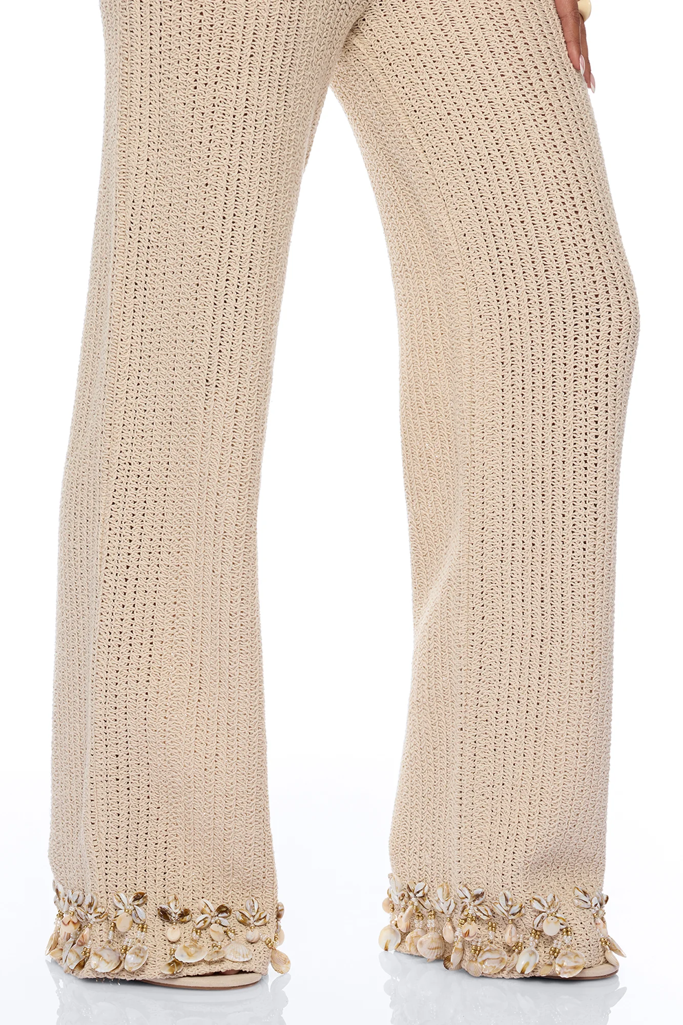 Coastal Vibe Shell Crochet Pant Set - Sand - Image 4