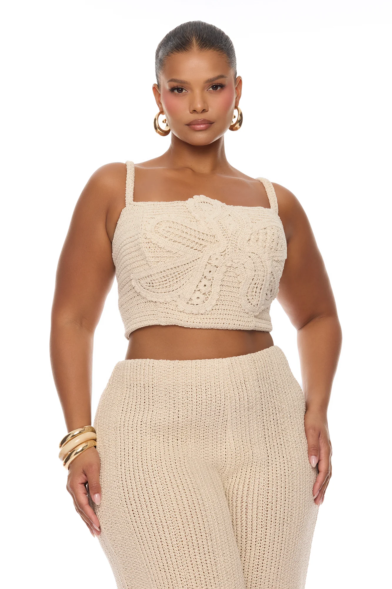 Coastal Vibe Shell Crochet Pant Set - Sand - Image 6