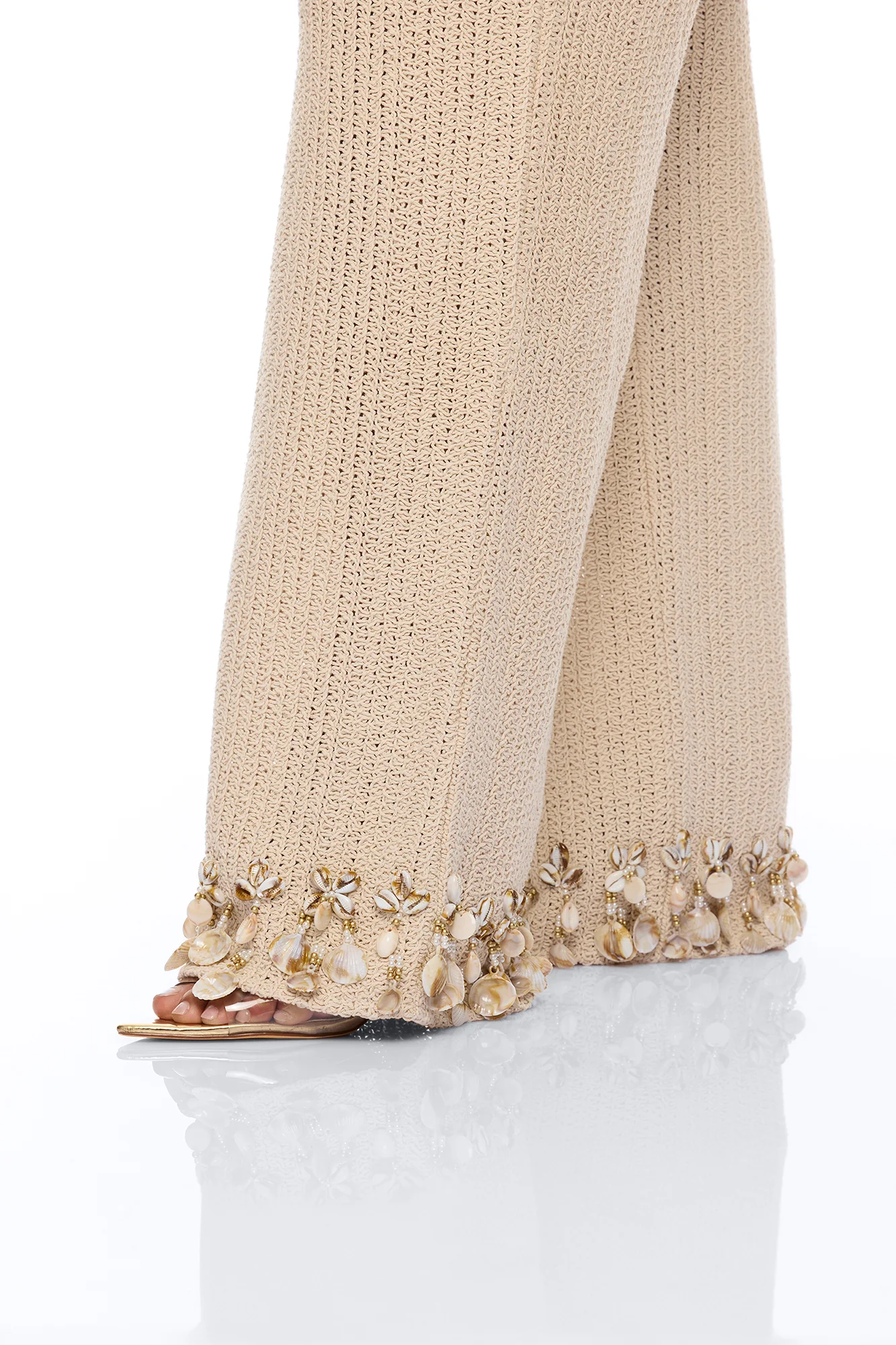 Coastal Vibe Shell Crochet Pant Set - Sand - Image 8