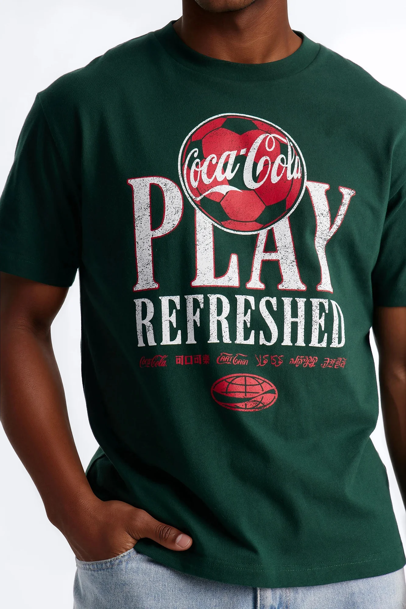 Coca Cola Soccer Heavy Weight Short Sleeve Tee - Green - Image 3
