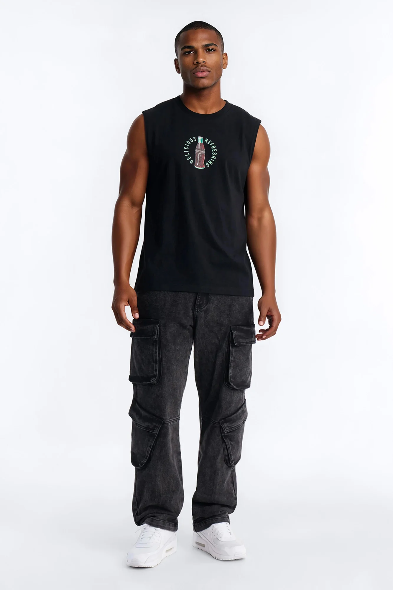 Coca Cola Sold Here Heavy Weight Muscle Tee - Black - Image 2