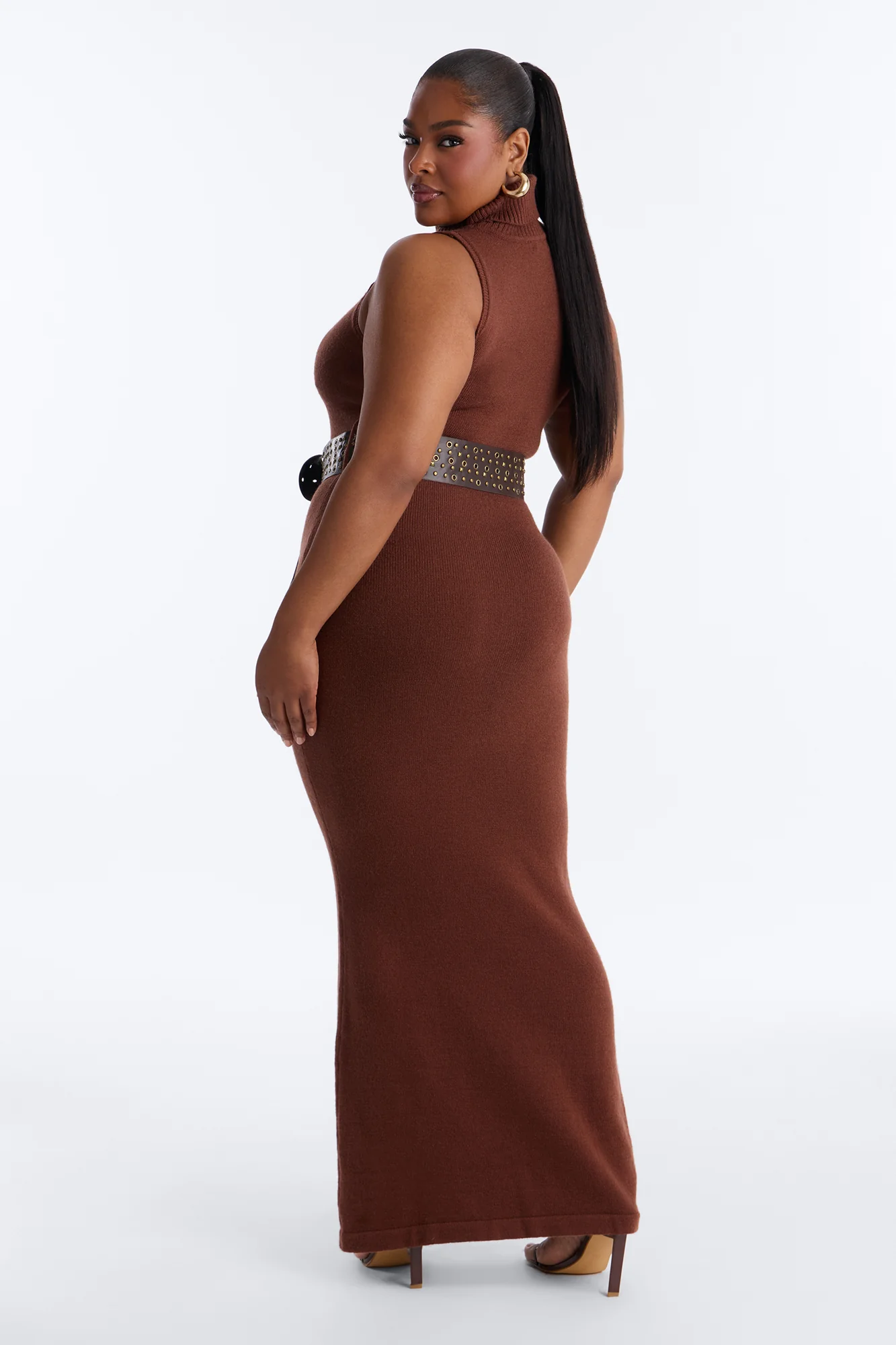 Coco Belted Sweater Maxi Dress - Chocolate - Image 7