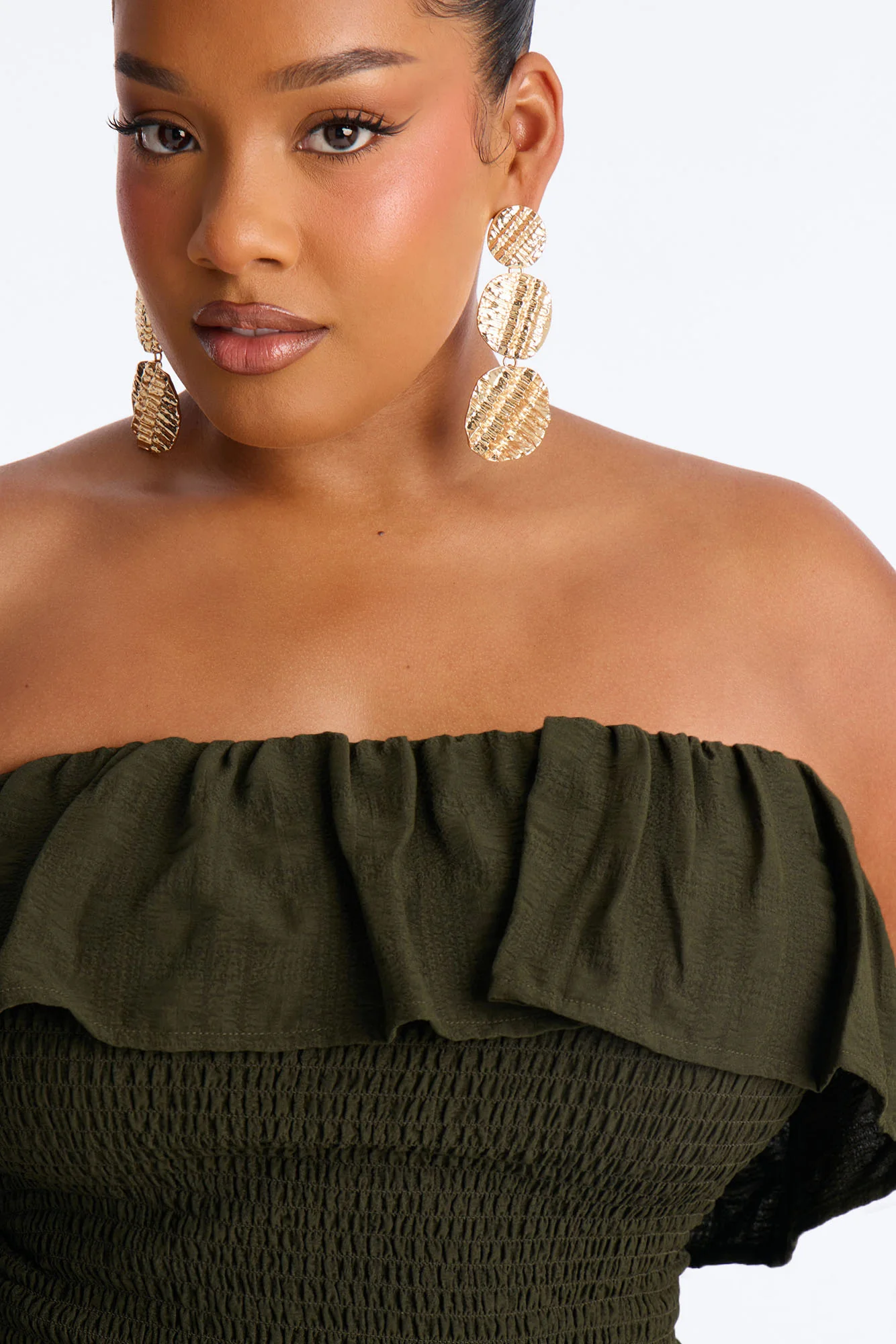 Coco Strapless Smocked Wide Leg Jumpsuit - Olive - Image 7