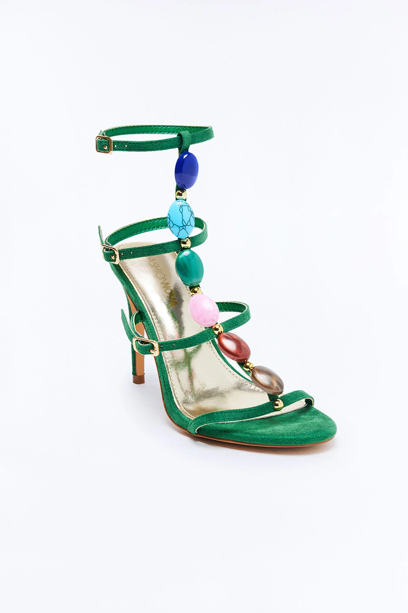 Colbie Stone Ankle Strap Heels - Green