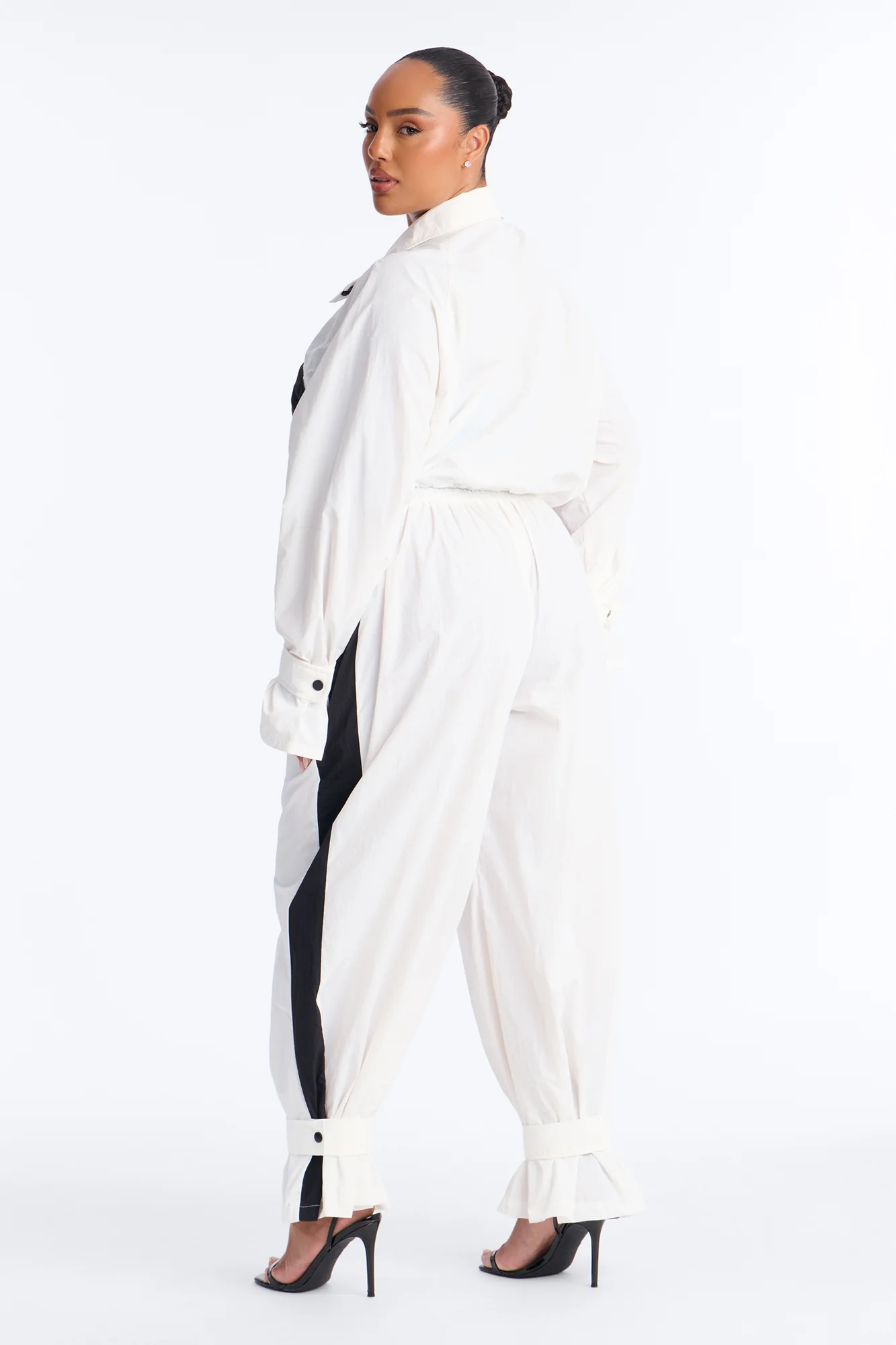 Colette Nylon Pant Set - White/Black - Image 10