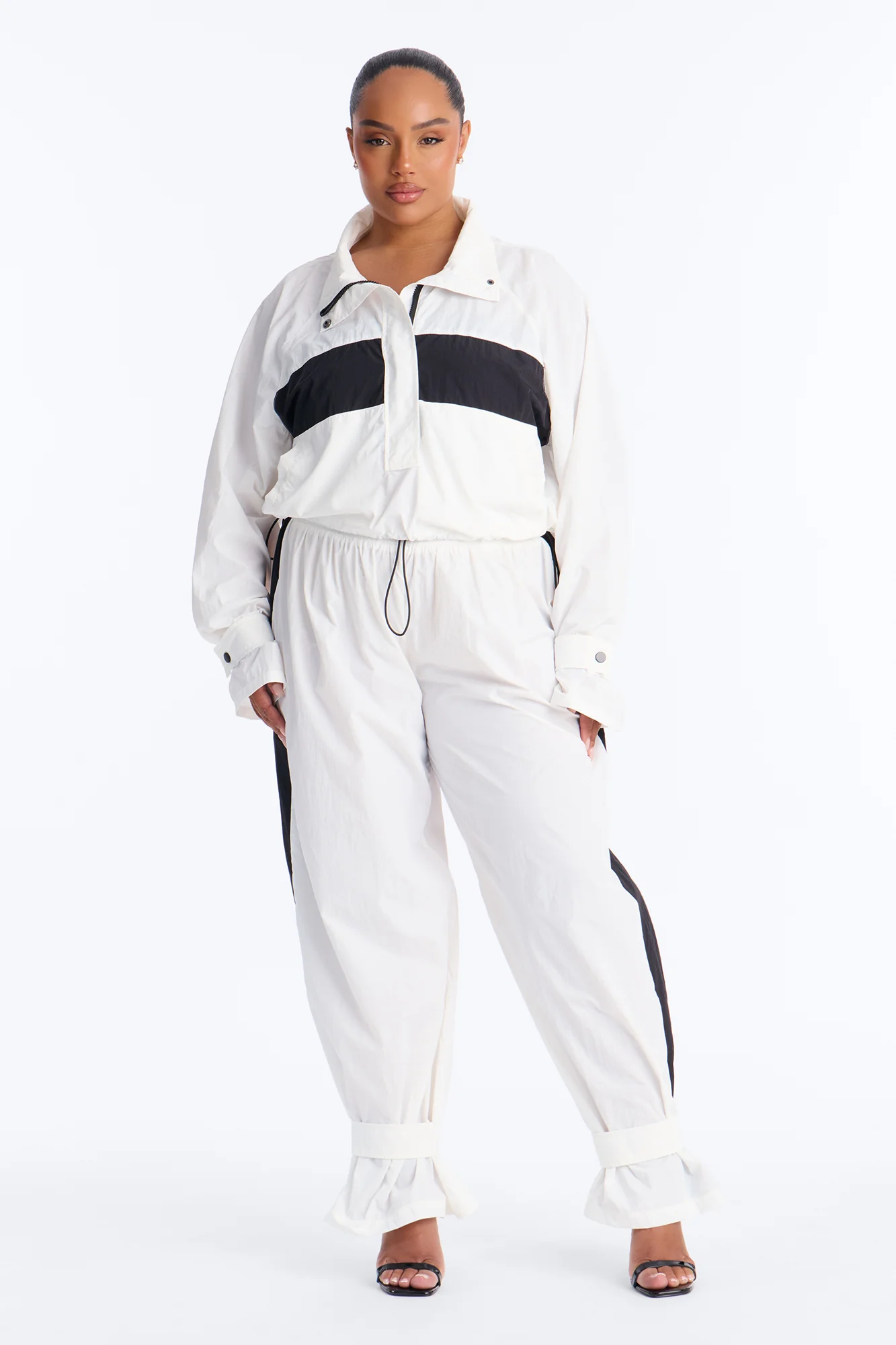 Colette Nylon Pant Set - White/Black - Image 6