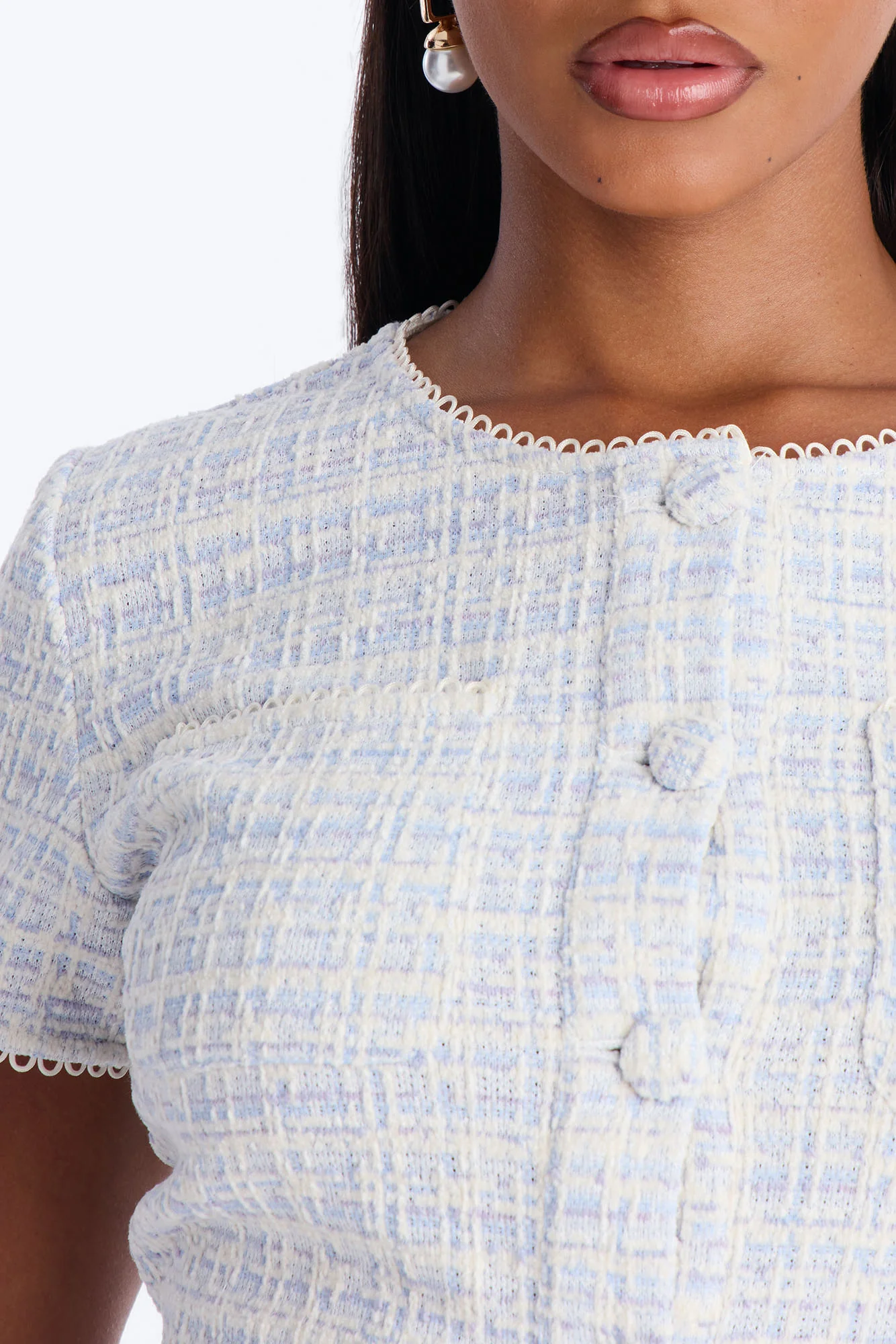 Colette Tweed Headband and Romper - Blue - Image 3