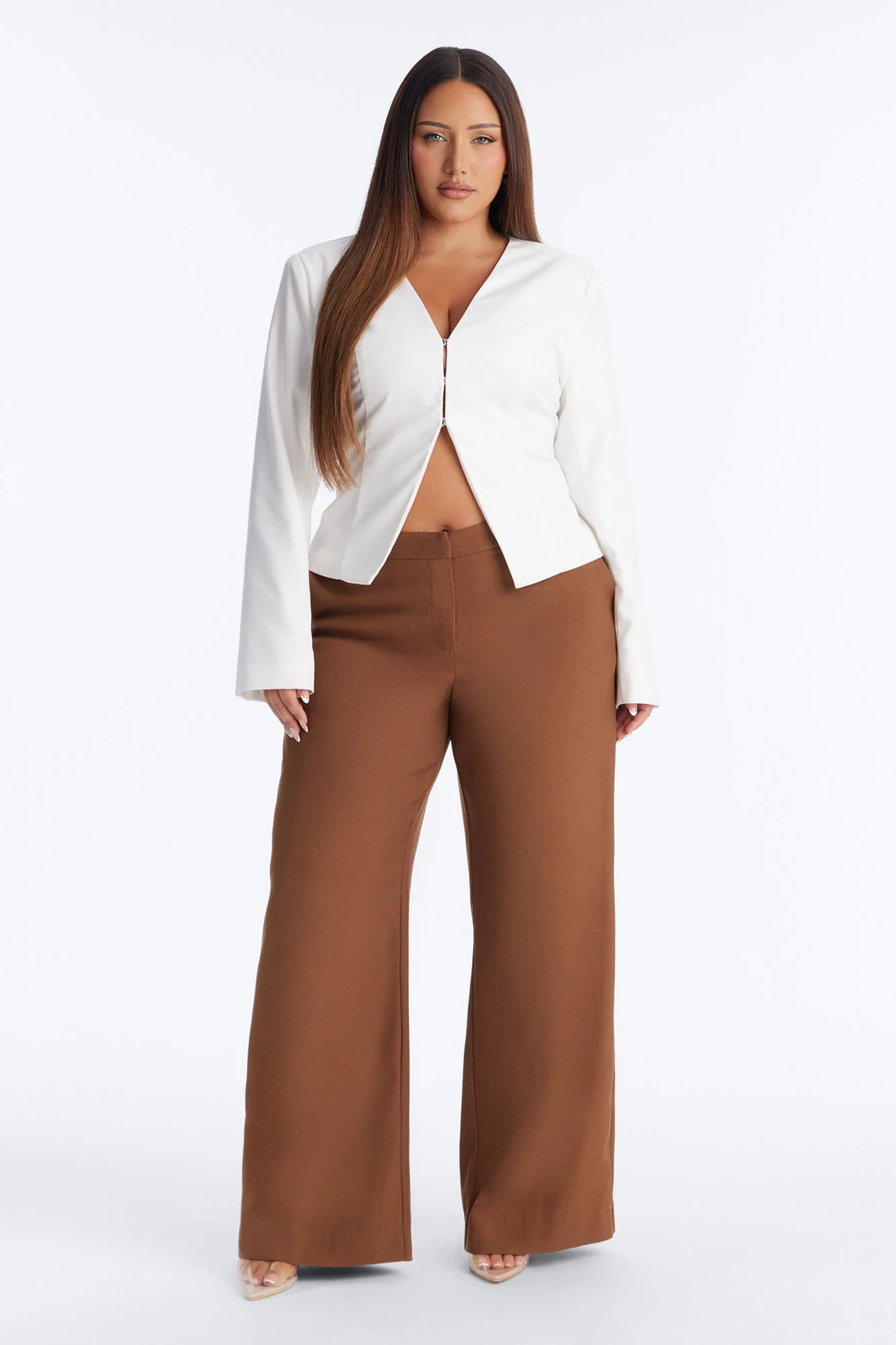Collarless Cinched Everyday Blazer - Ivory - Image 5