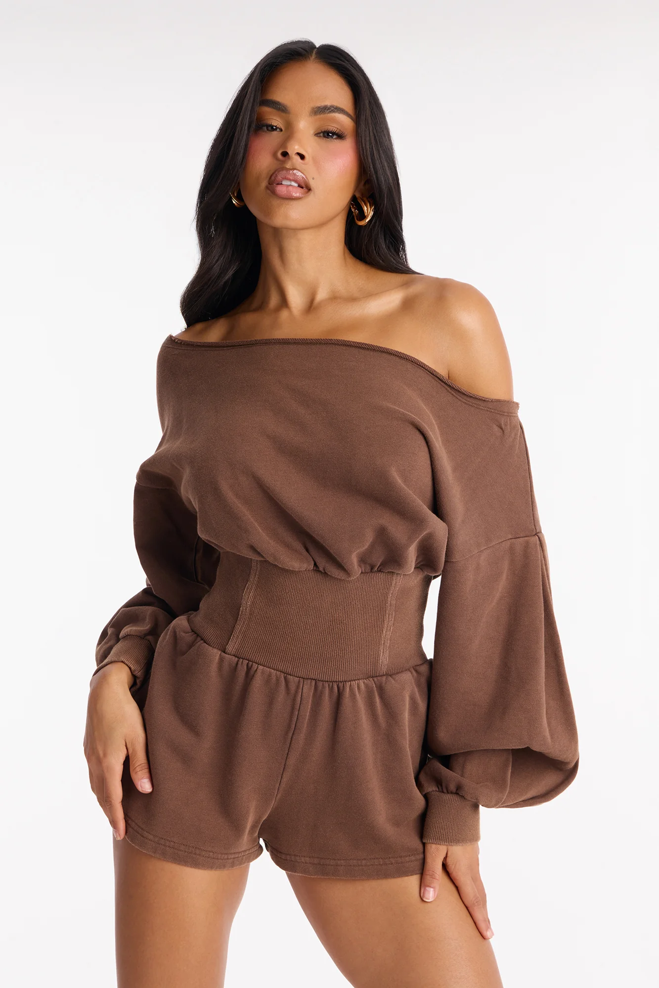 Come Find Me Terry Romper - Chocolate