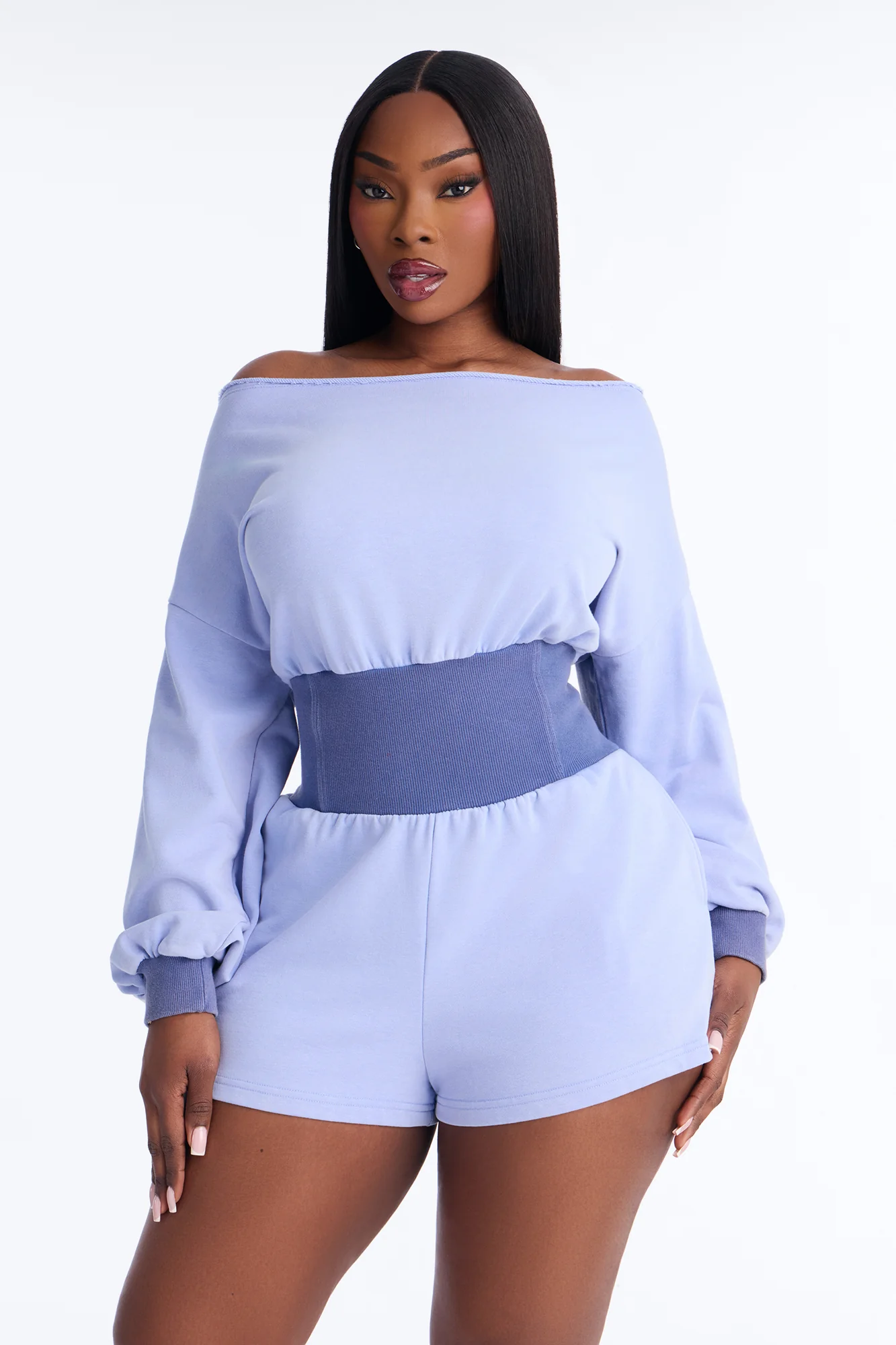 Come Find Me Terry Romper - Light Blue