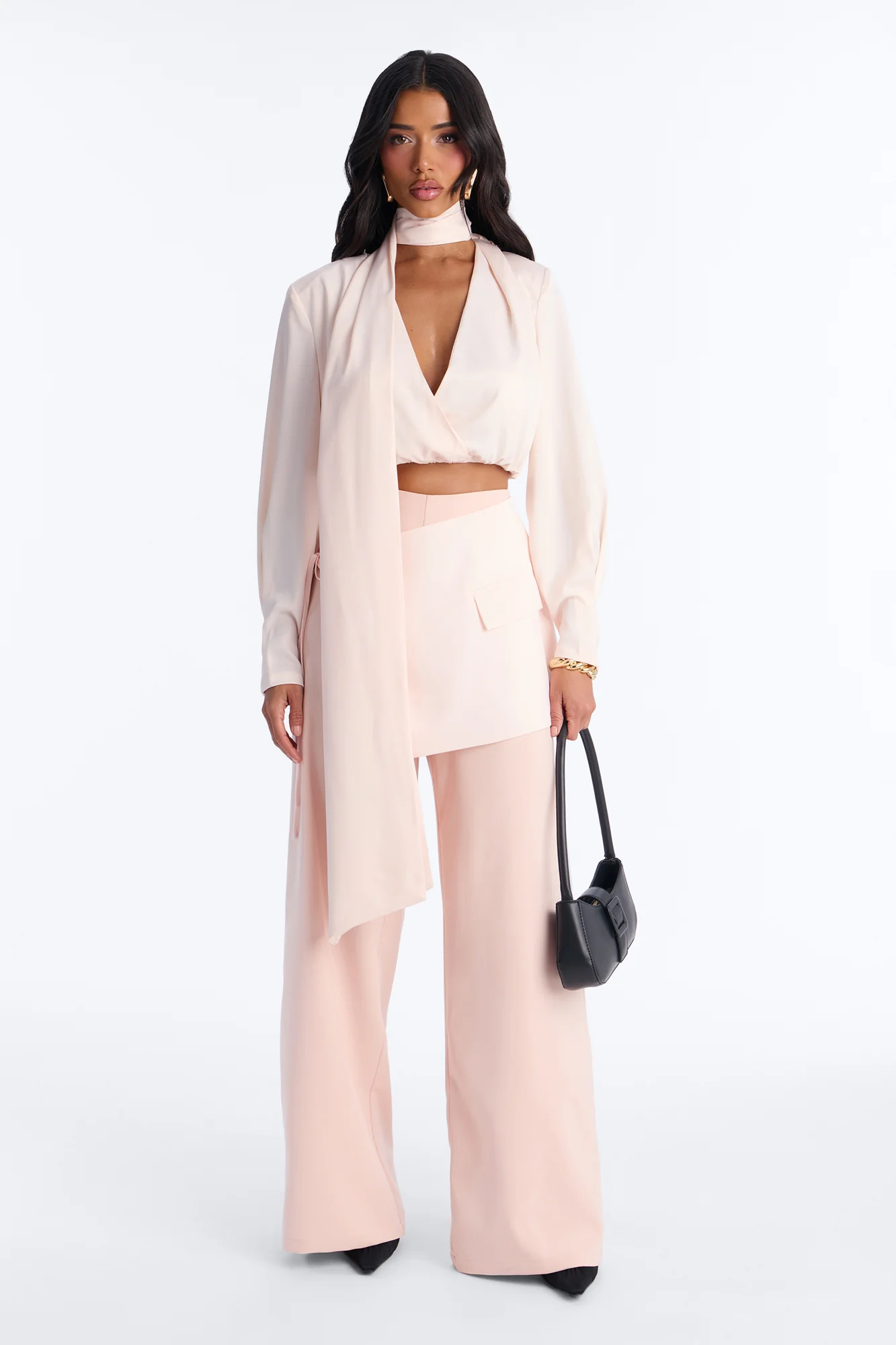 Command Attention Scarf Blouse Top - Light Pink - Image 2