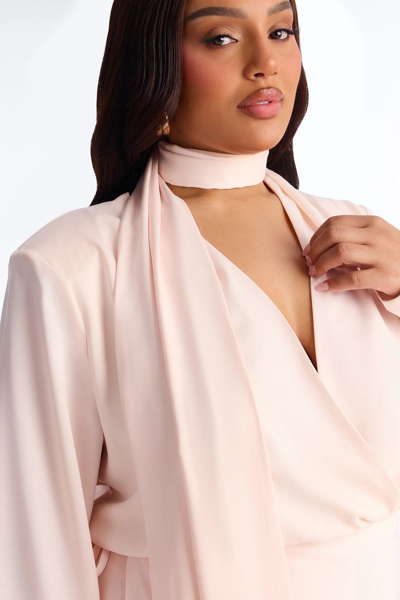 Command Attention Scarf Blouse Top - Light Pink - Image 6