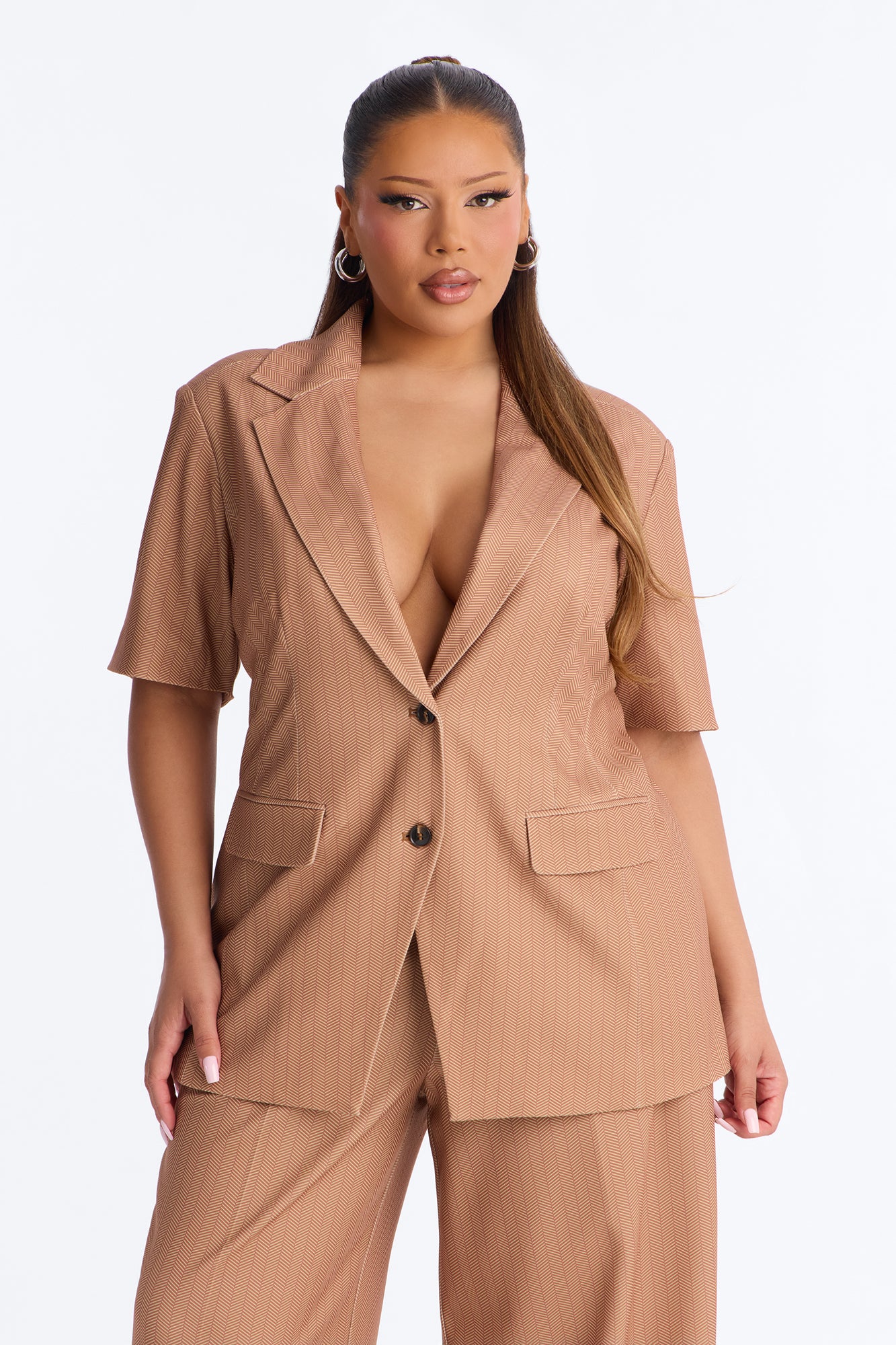 Command The Room Blazer Pant Set - Camel - Image 6
