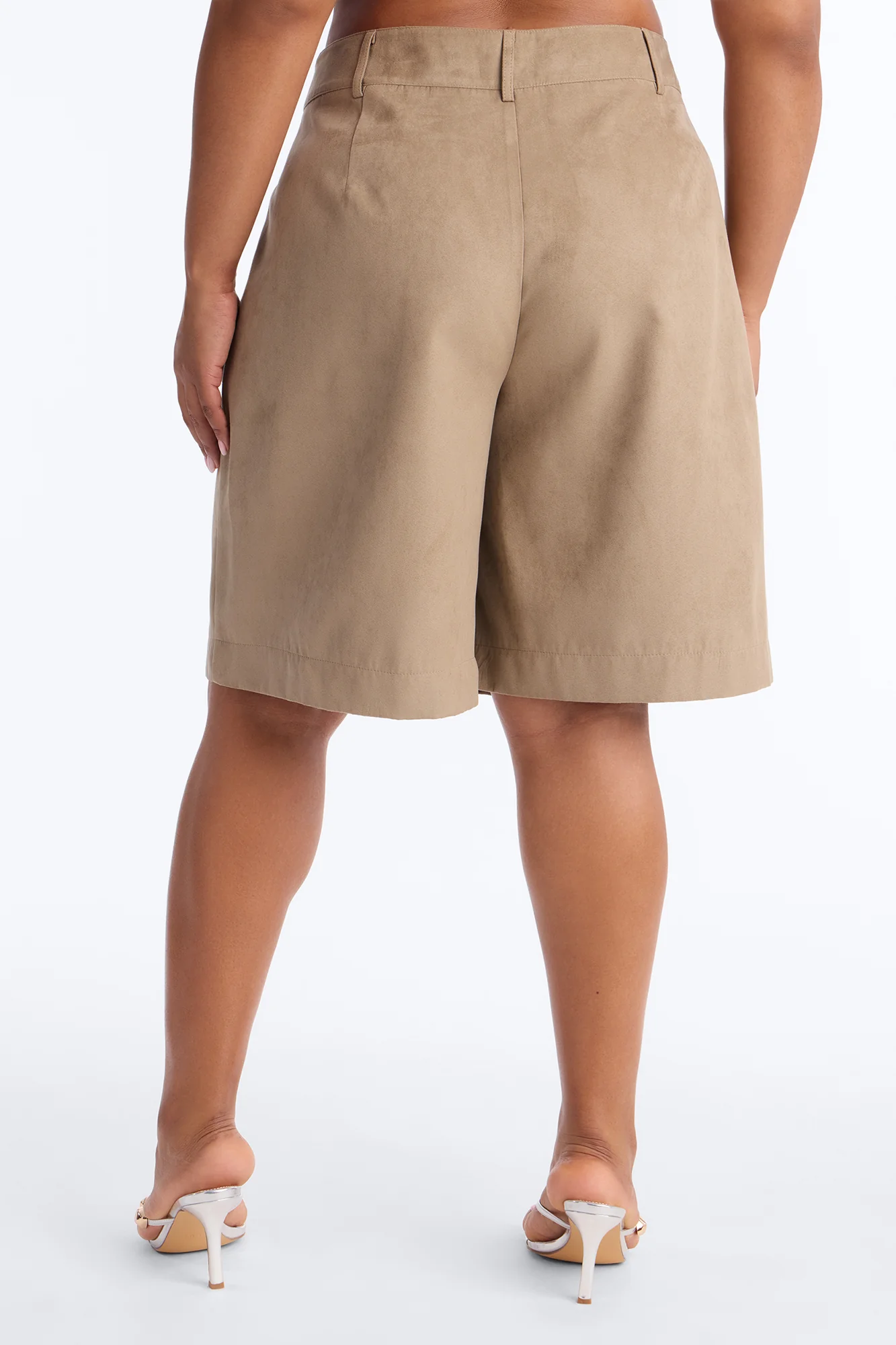 Command The Streets Faux Suede Bermuda Shorts - Taupe - Image 7