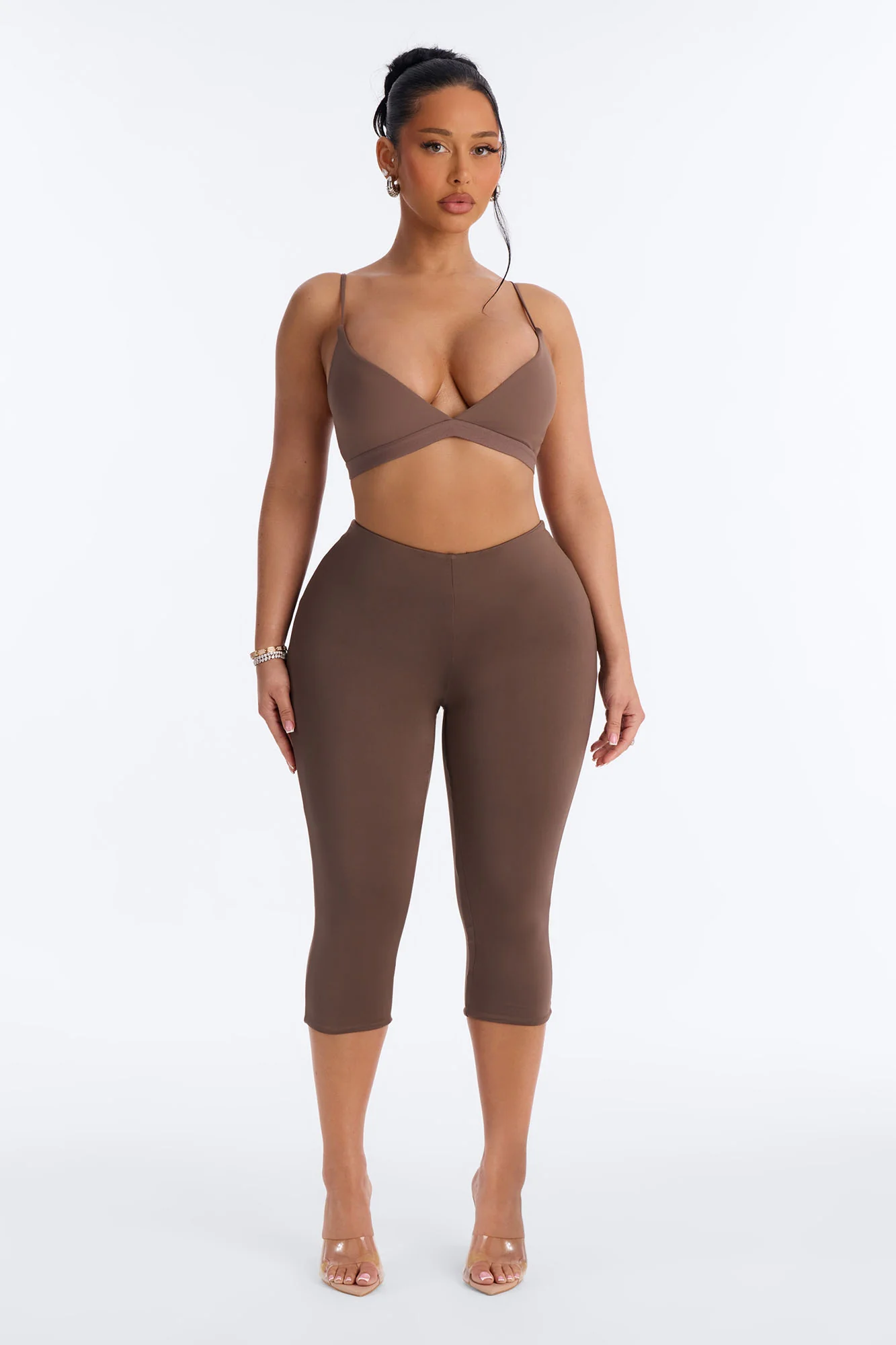 Contour Double Lined Capri Pant - Brown