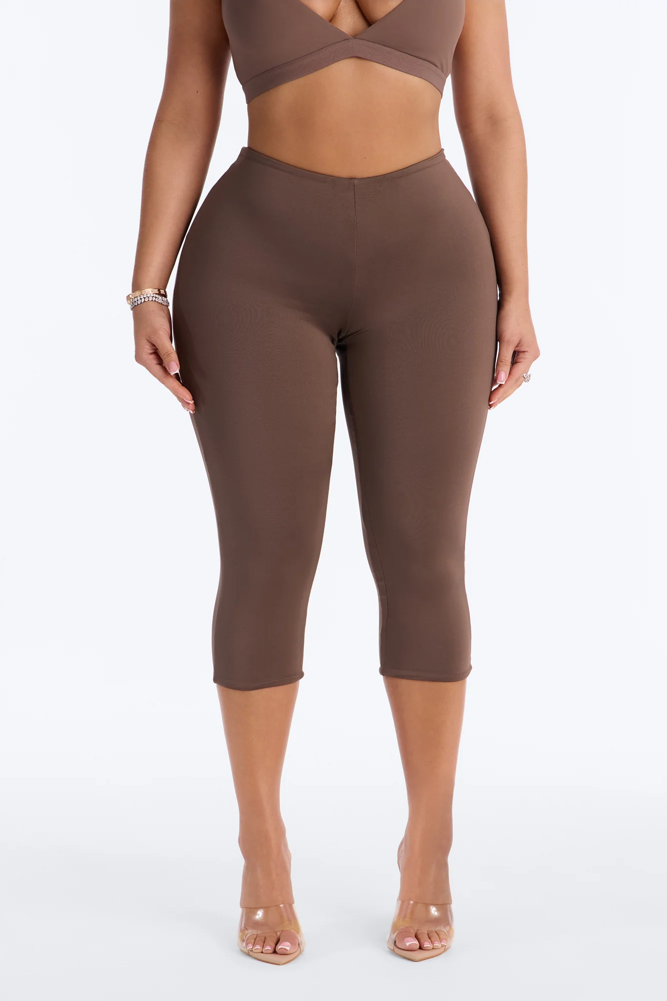 Contour Double Lined Capri Pant - Brown - Image 2