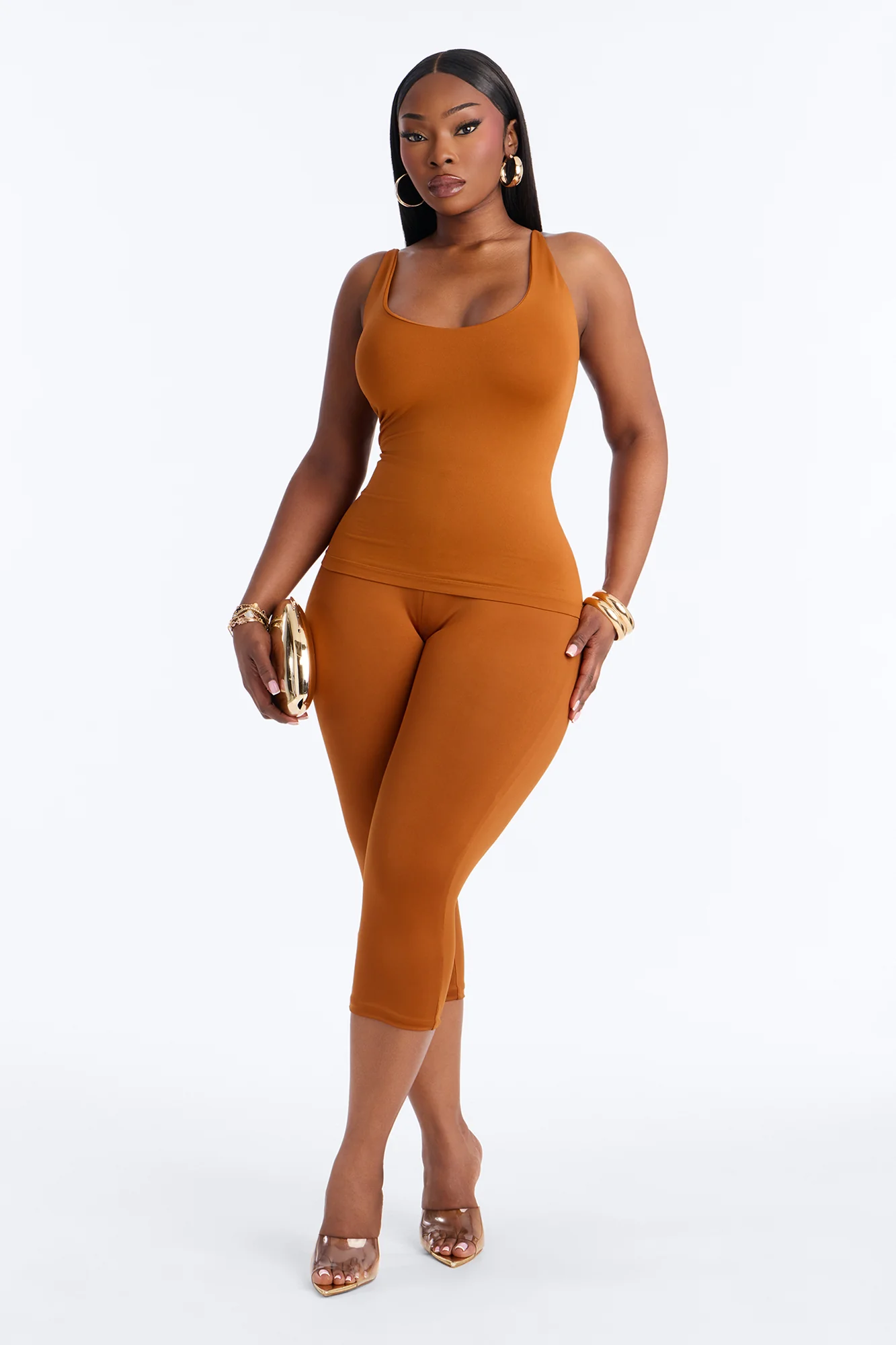Contour Double Lined Capri Pant - Copper - Image 4