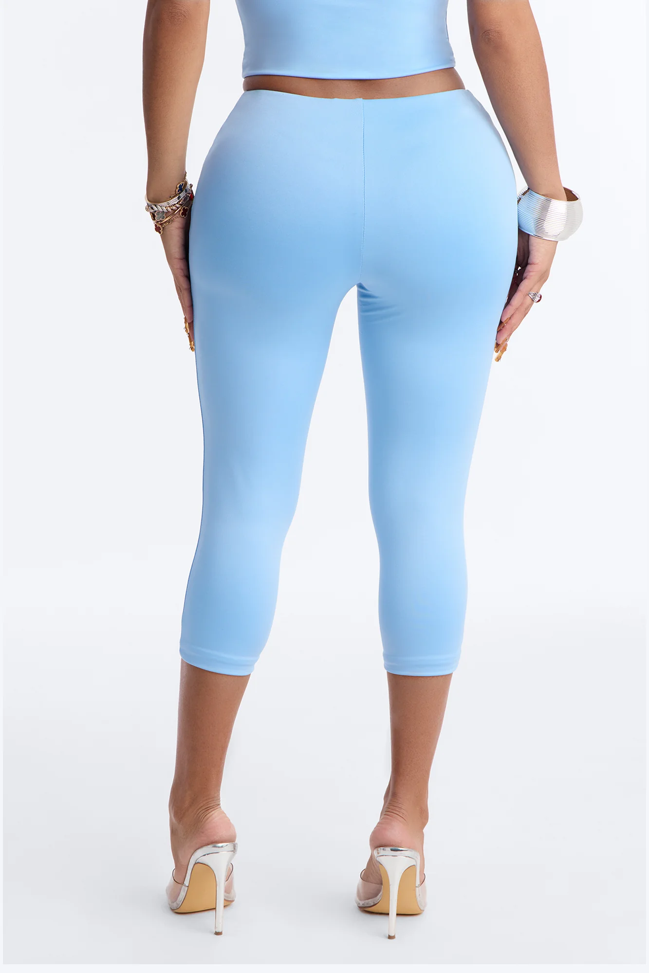 Contour Double Lined Capri Pant - Light Blue - Image 3