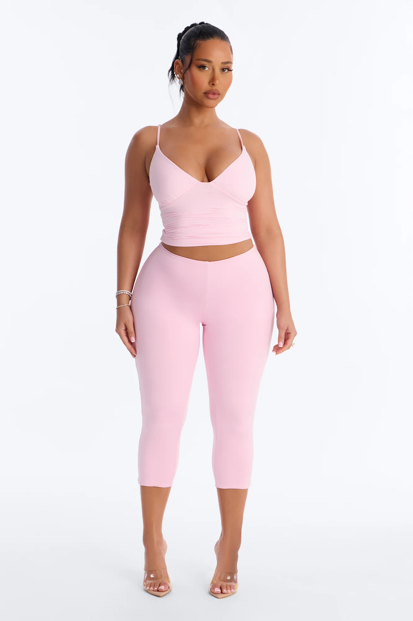 Contour Double Lined Capri Pant - Light Pink