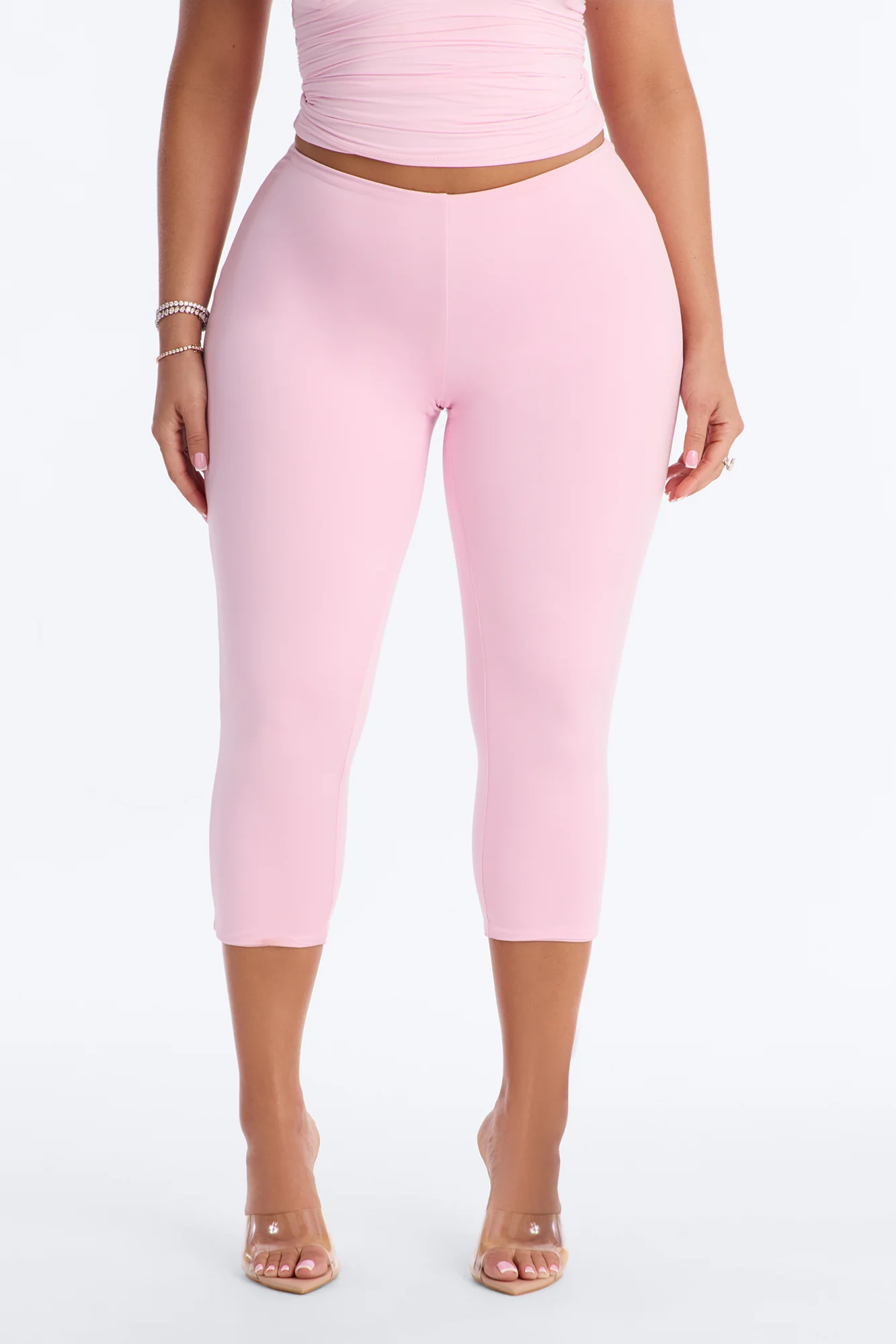 Contour Double Lined Capri Pant - Light Pink - Image 2