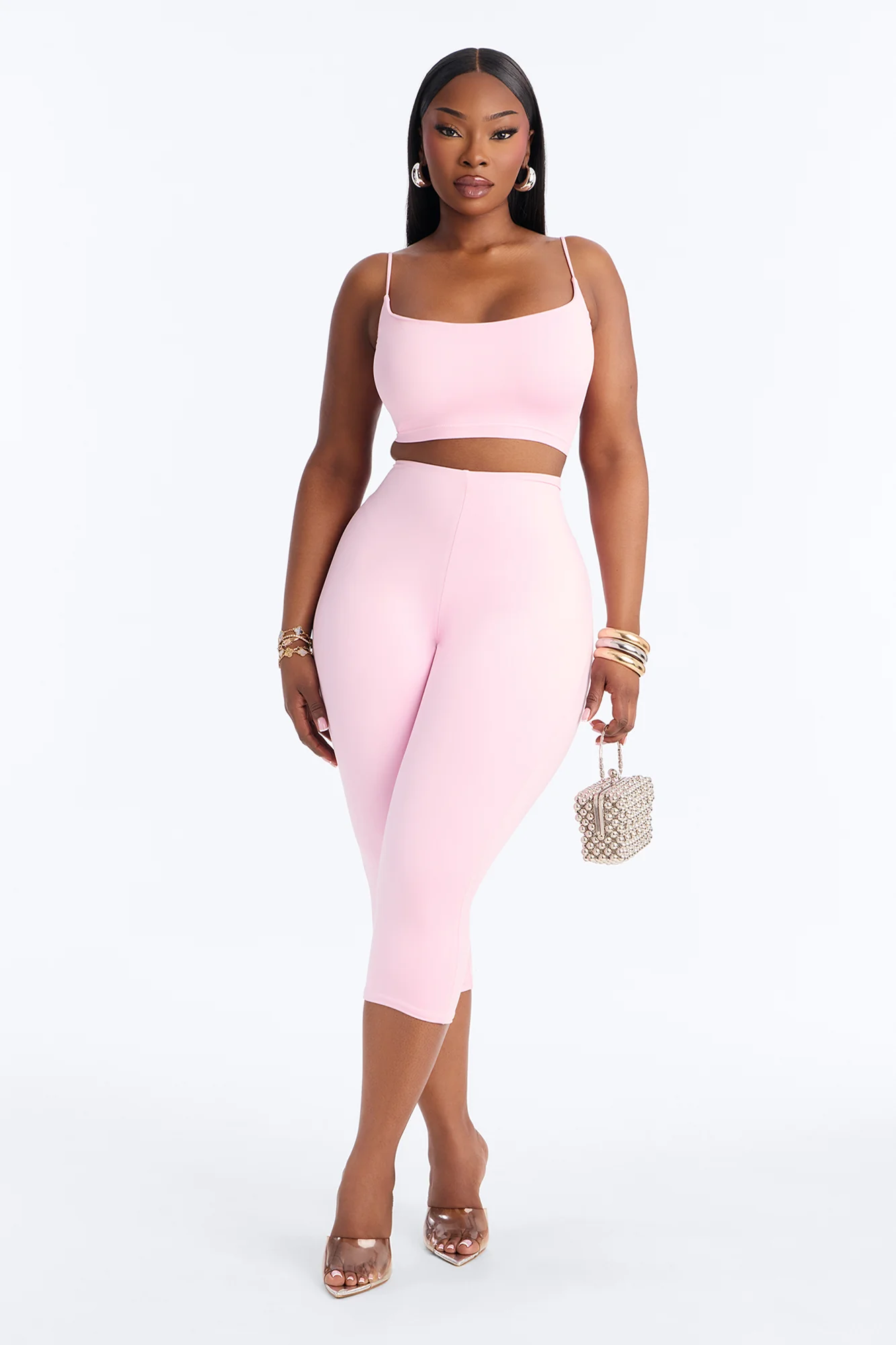 Contour Double Lined Capri Pant - Light Pink - Image 5