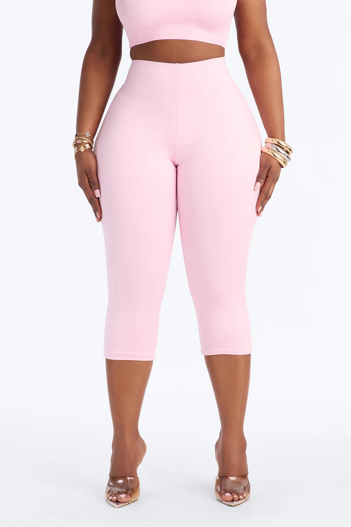 Contour Double Lined Capri Pant - Light Pink - Image 6