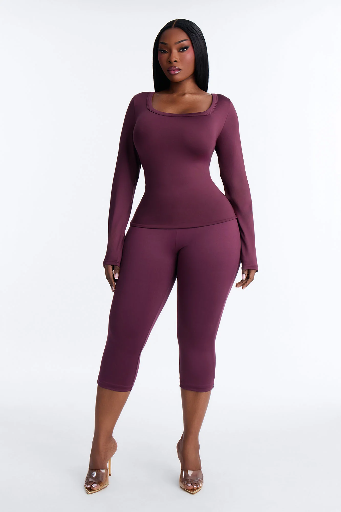 Contour Double Lined Capri Pant - Plum - Image 4