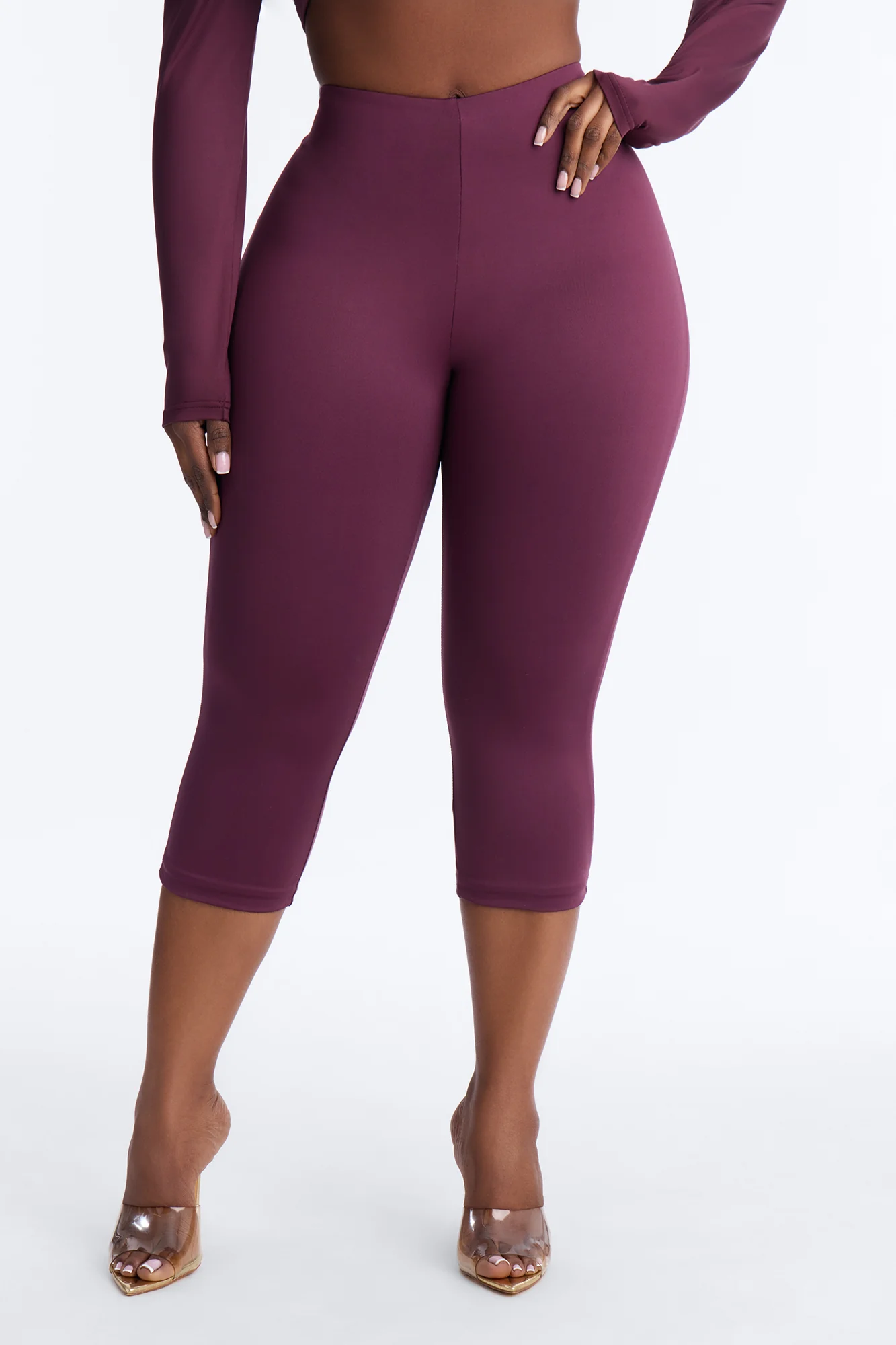 Contour Double Lined Capri Pant - Plum - Image 5