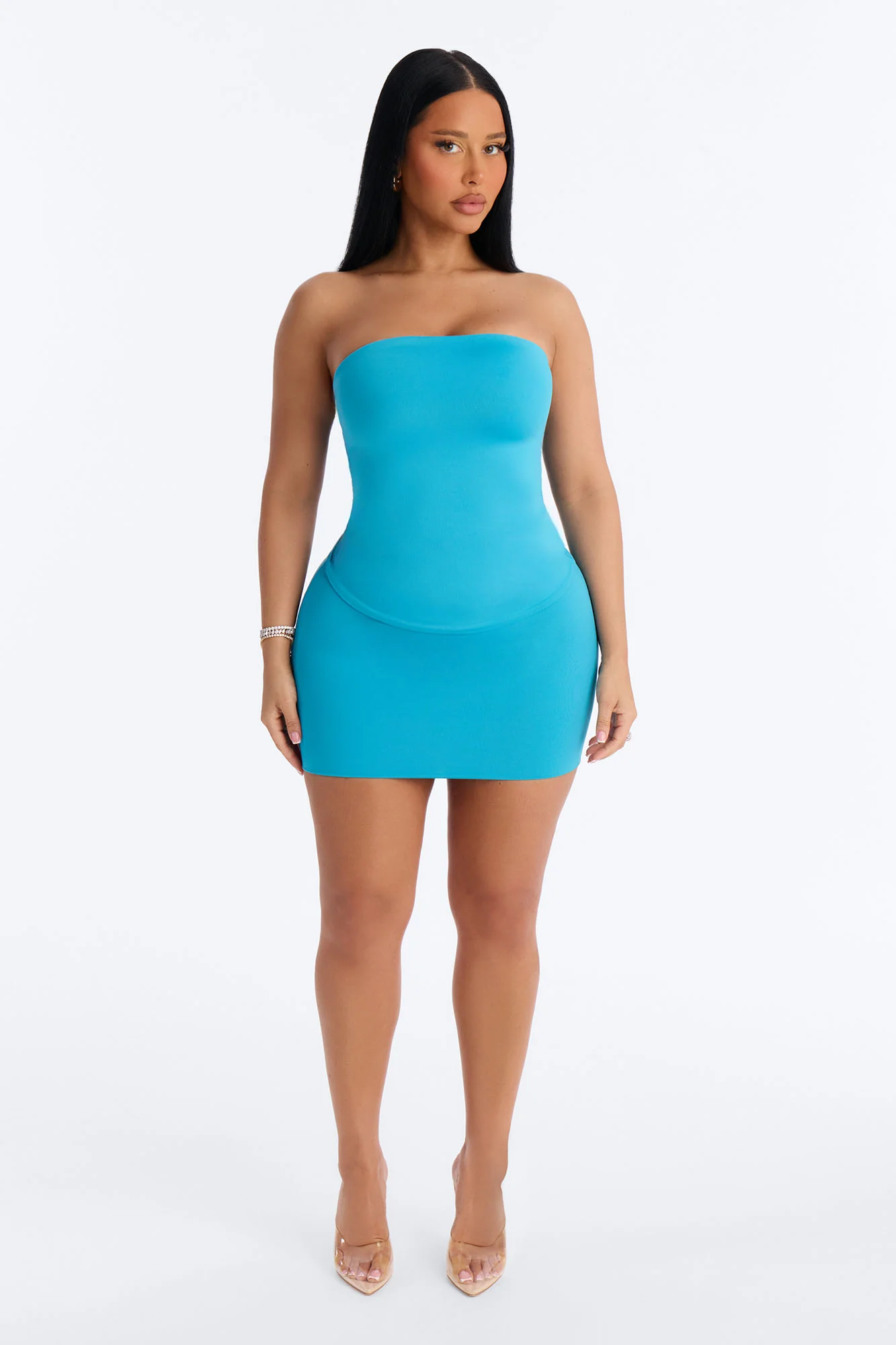 Contour Double Lined Mini Skirt - Blue