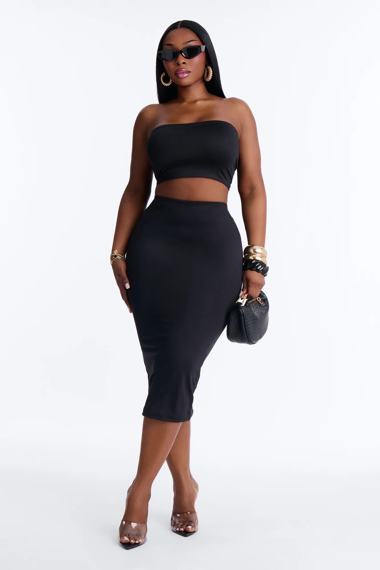 Contour Double Lined Strapless Bandeau Top - Black - Image 5