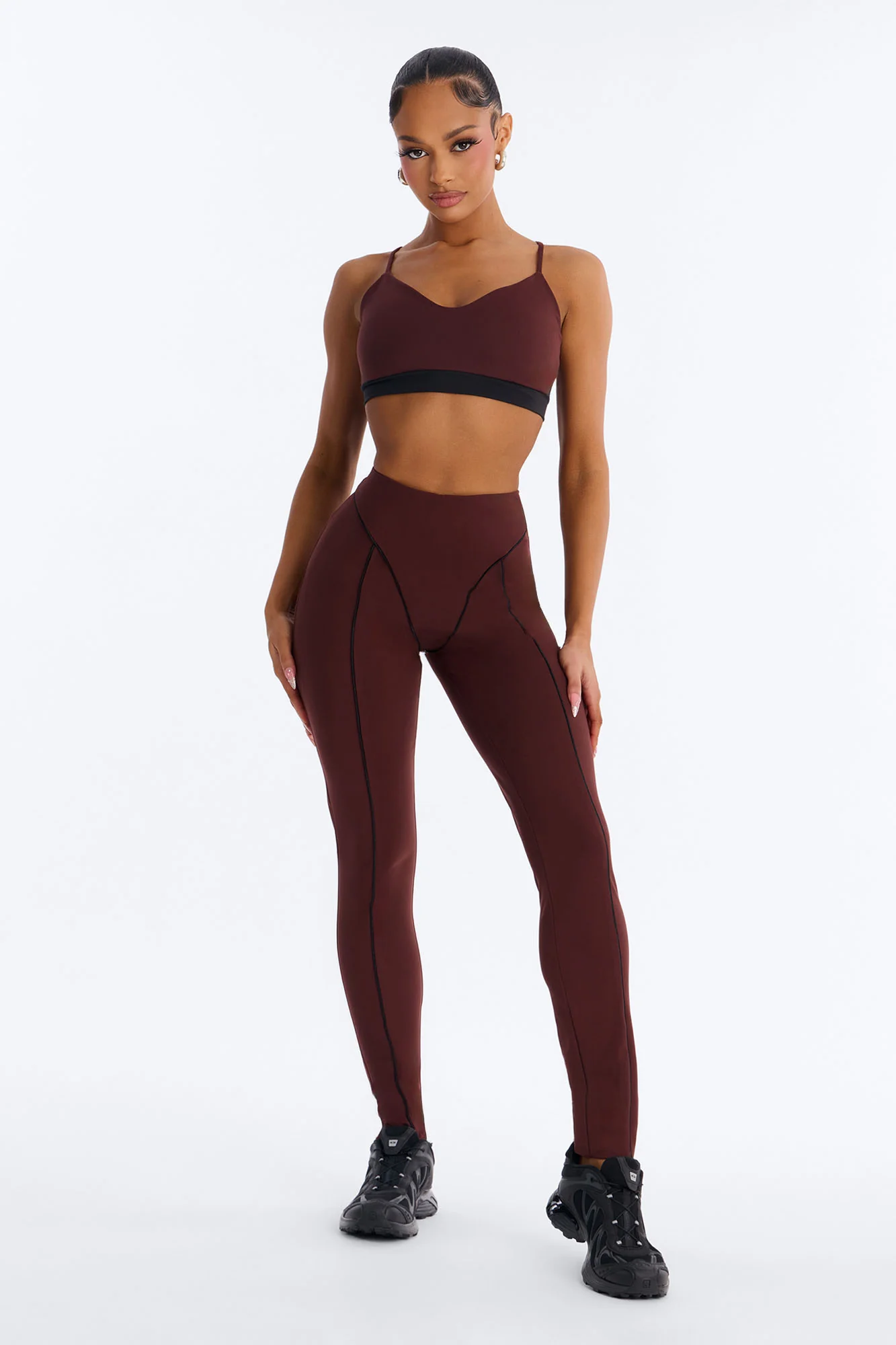 Contour In Motion Active Pant Set - Chocolate