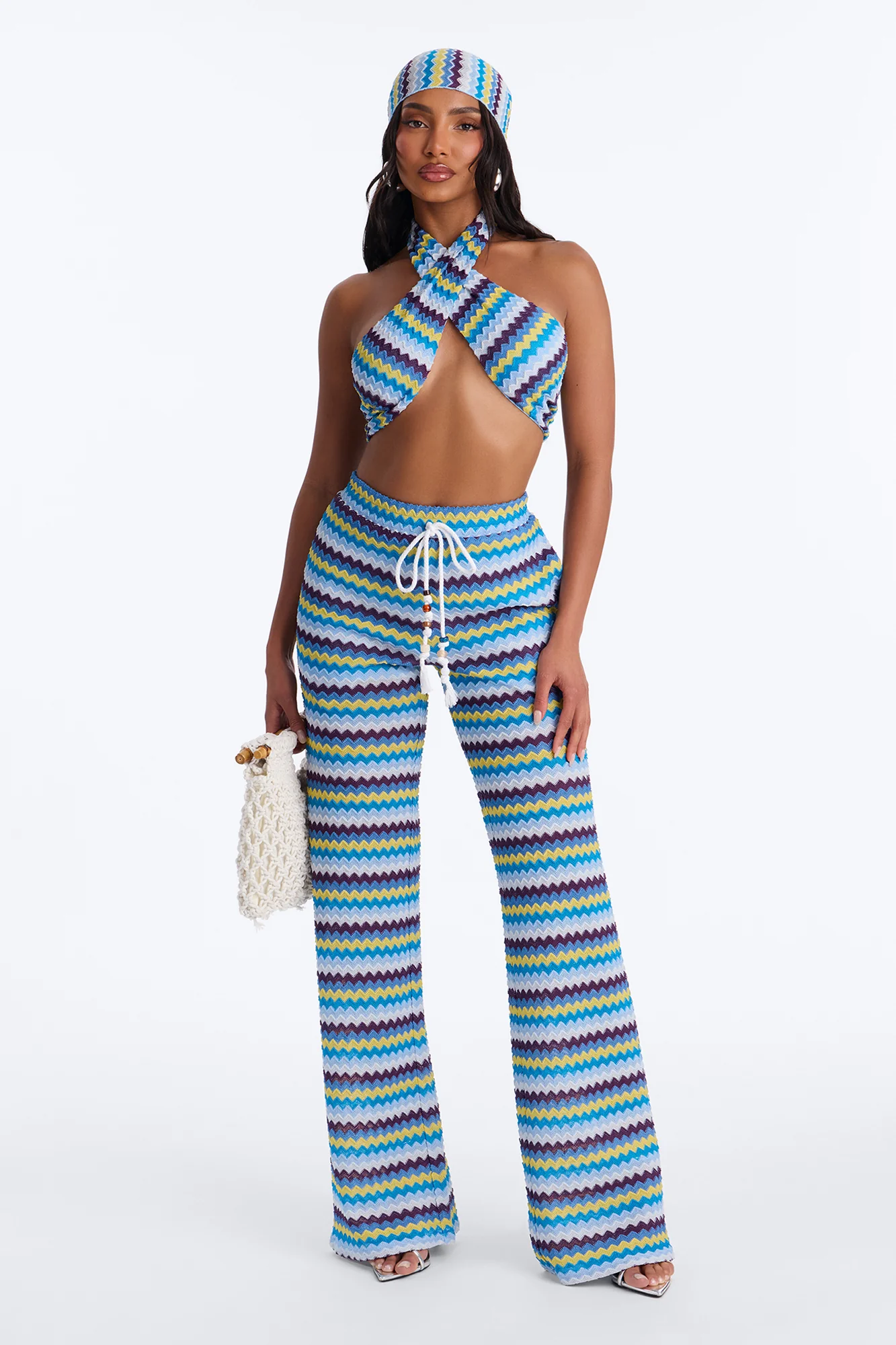 Cool Current 3 Piece Crochet Pant Set - Blue/combo