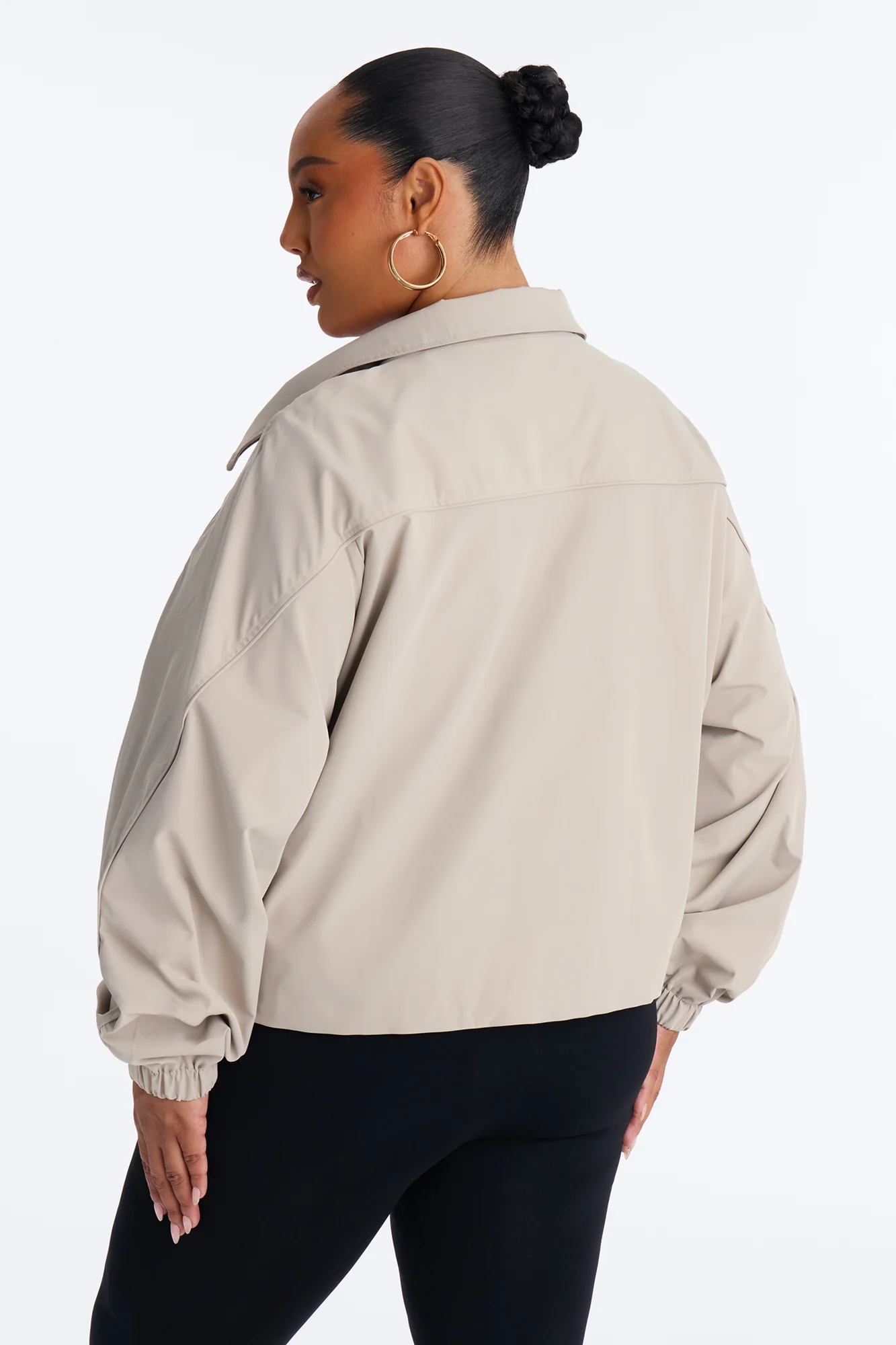 Cool Girl Funnel Neck Windbreaker Jacket - Taupe - Image 8